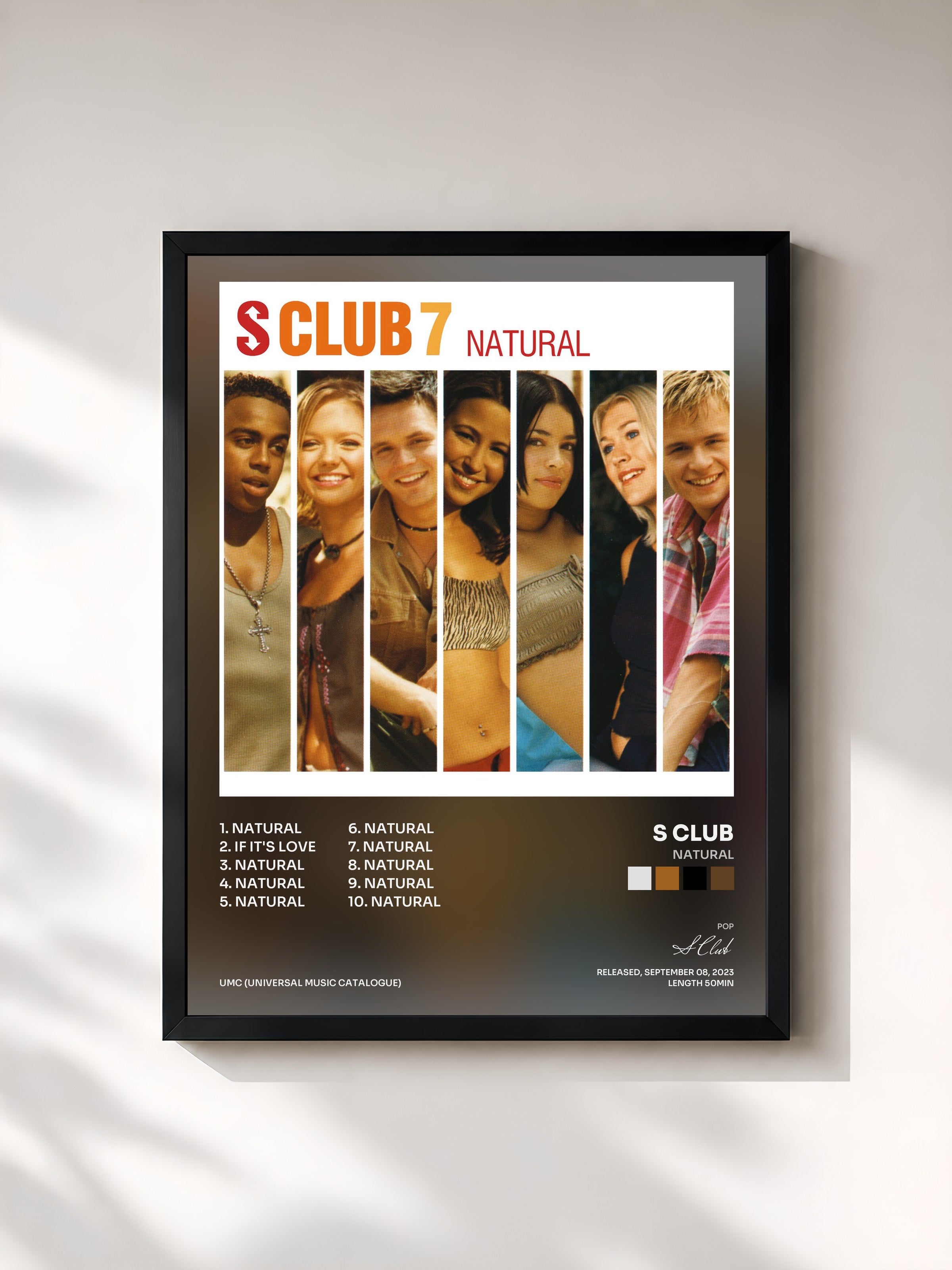 #noir Tableau de l'album Natural de S Club, cadre noir, imprimé et encadré en France