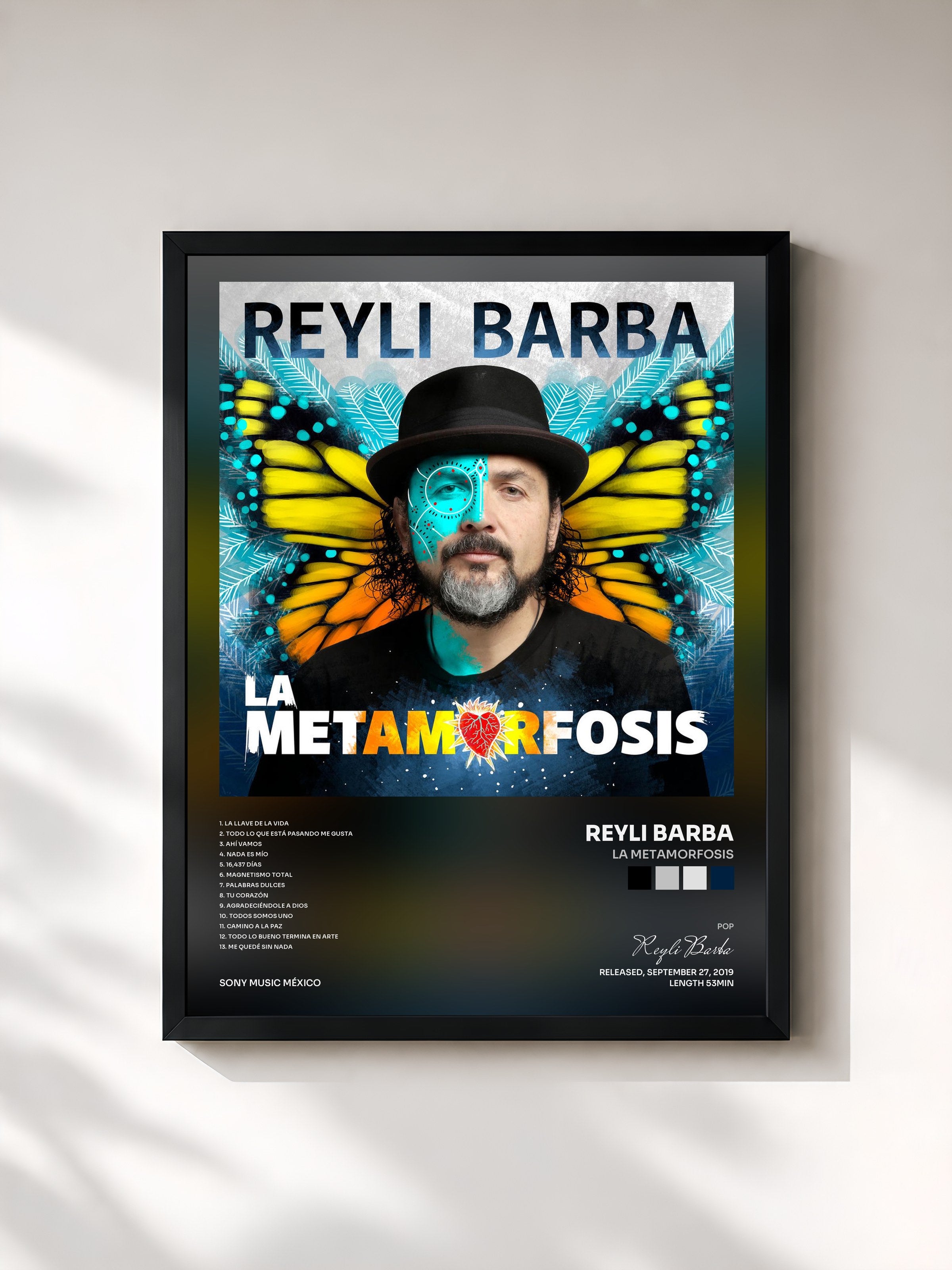#noir Tableau de l'album La Metamorfosis de Reyli Barba, cadre noir, imprimé et encadré en France