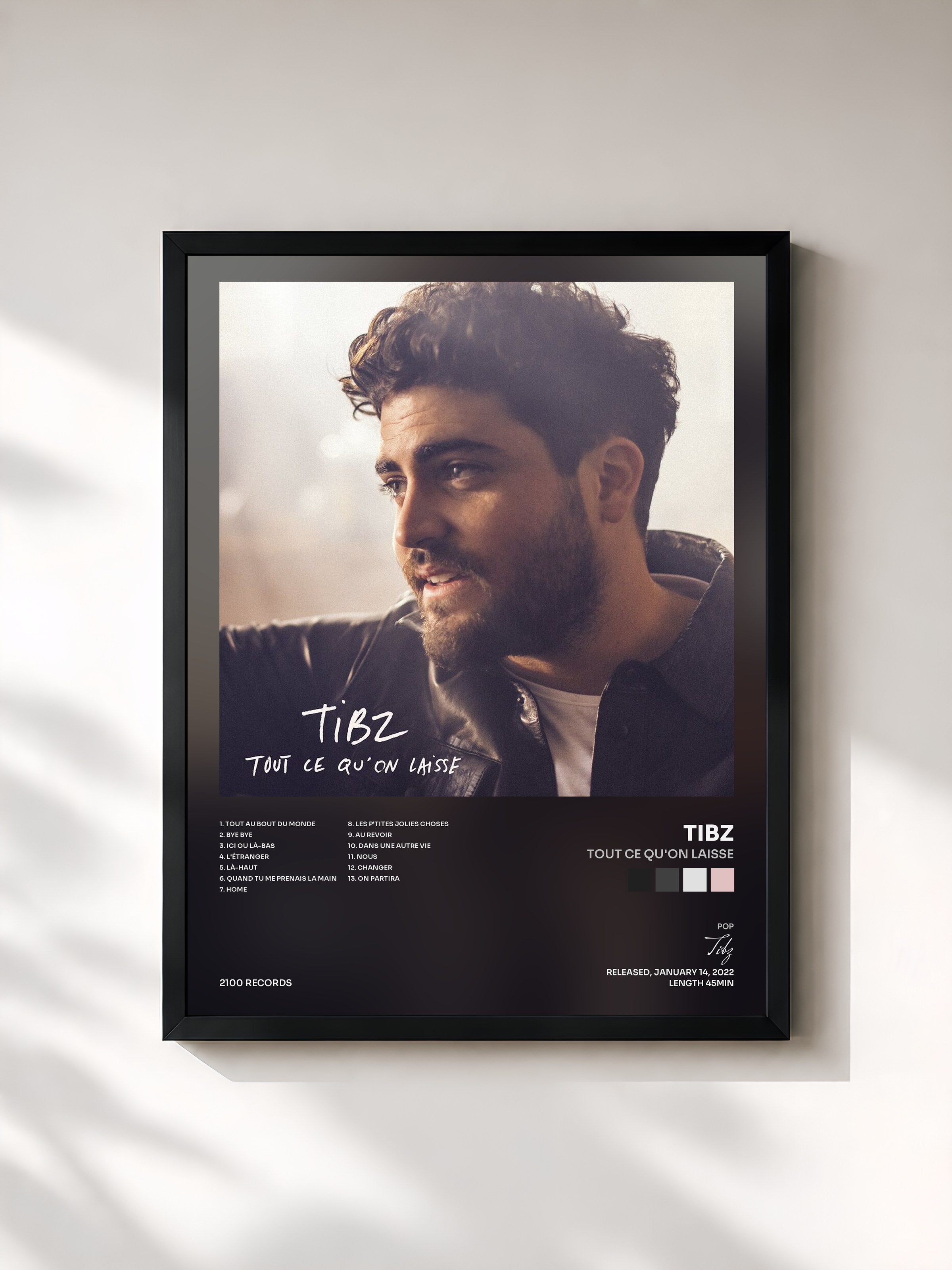 #noir Tableau de l'album Tout ce qu'on laisse de Tibz, cadre noir, imprimé et encadré en France