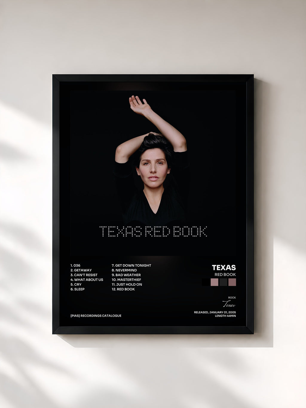 #noir Tableau de l'album Red Book de Texas, cadre noir, imprimé et encadré en France