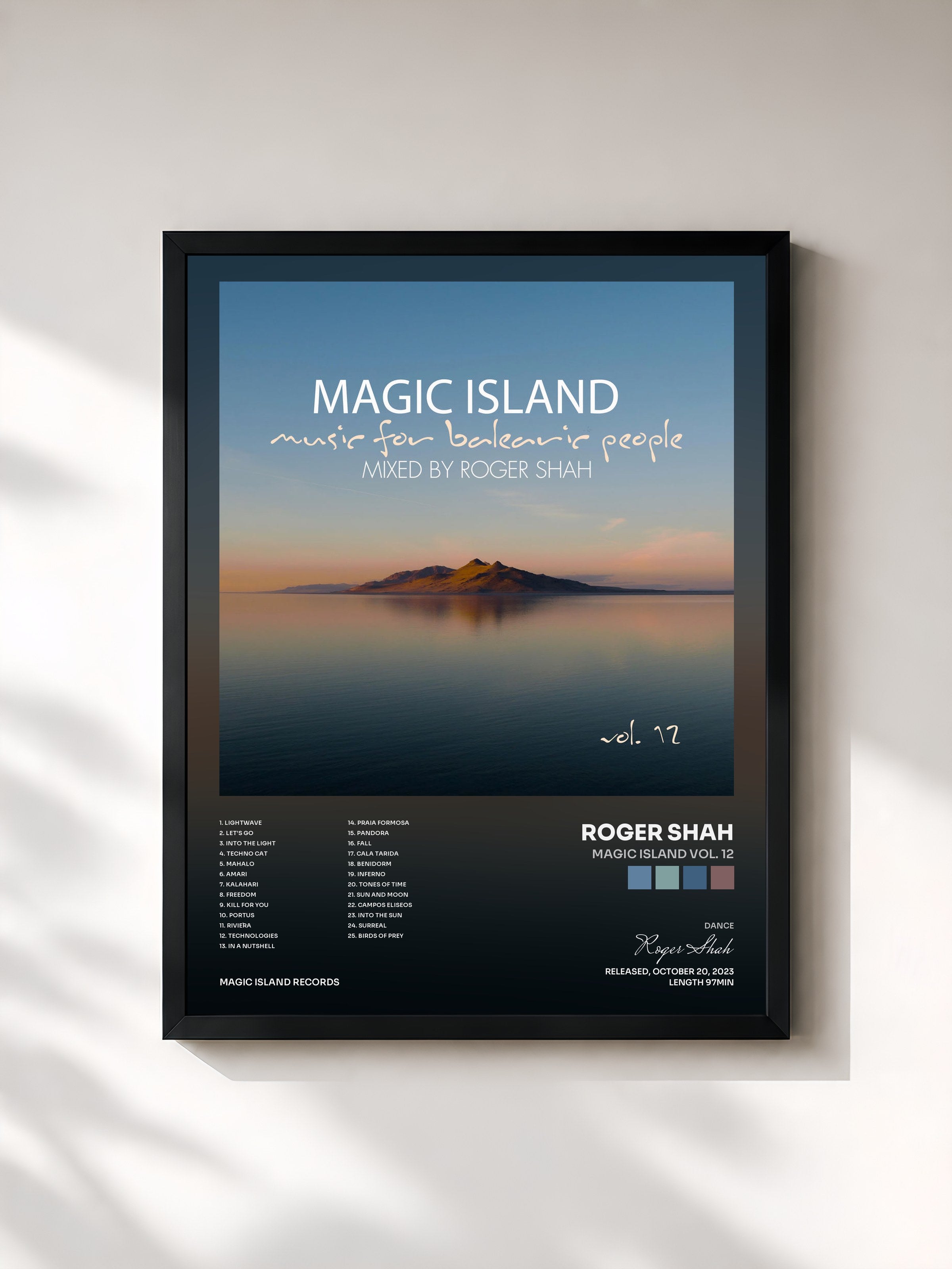 #noir Tableau de l'album Magic Island Vol. 12 de Roger Shah, cadre noir, imprimé et encadré en France