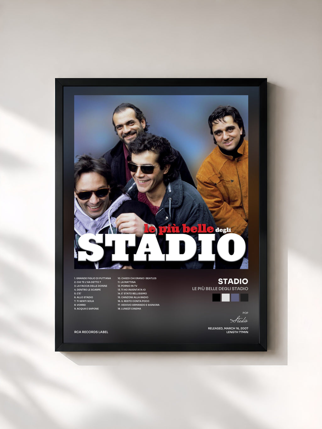 #noir Tableau de l'album Le Più Belle Degli Stadio de Stadio, cadre noir, imprimé et encadré en France