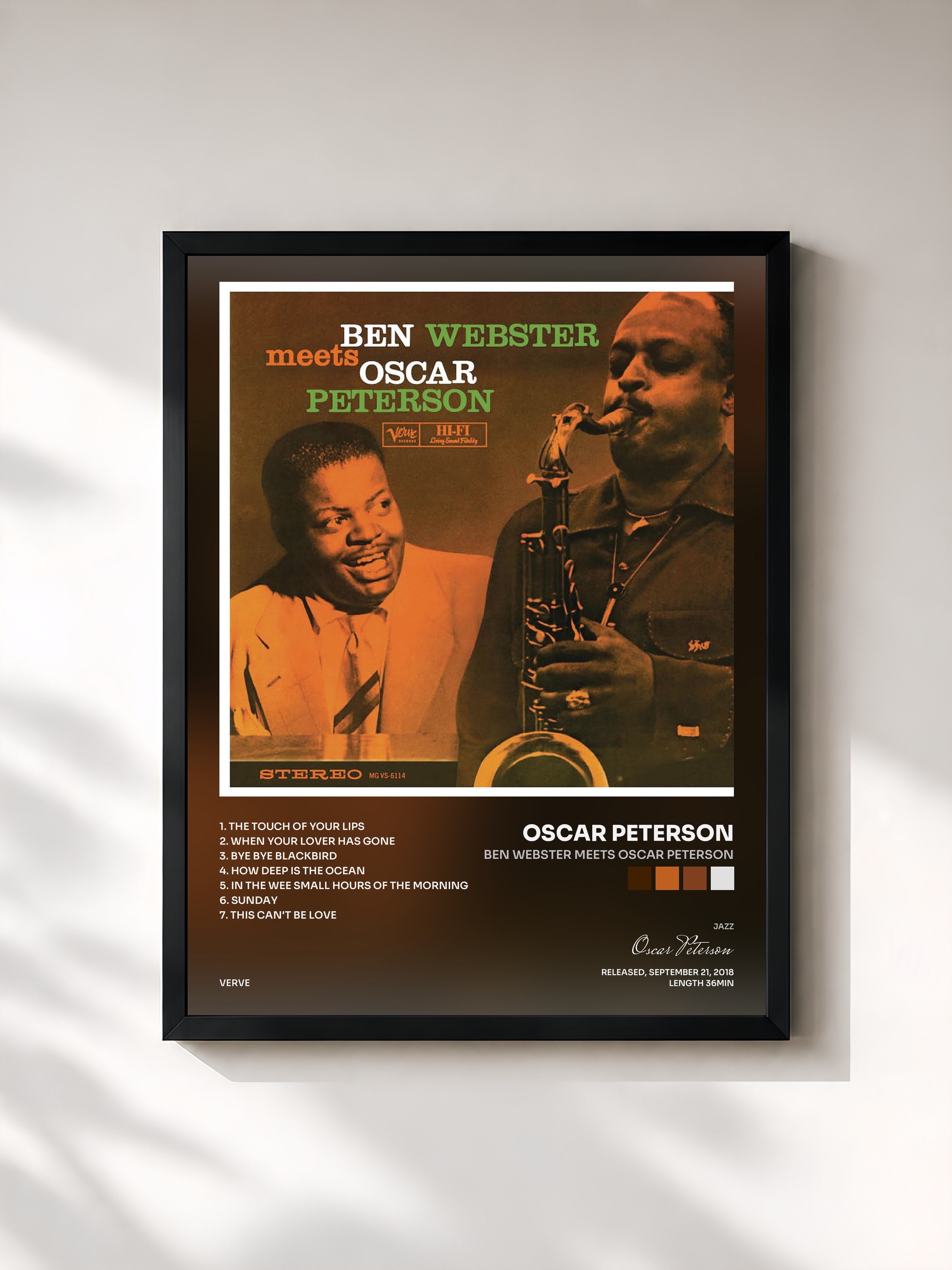 #noir Tableau de l'album Ben Webster Meets Oscar Peterson de Oscar Peterson, cadre noir, imprimé et encadré en France