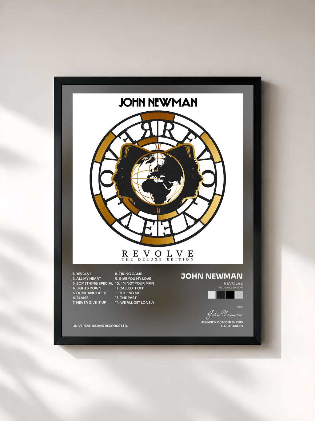 #noir Tableau de l'album Revolve (The Deluxe Edition) de John Newman, cadre noir, imprimé et encadré en France