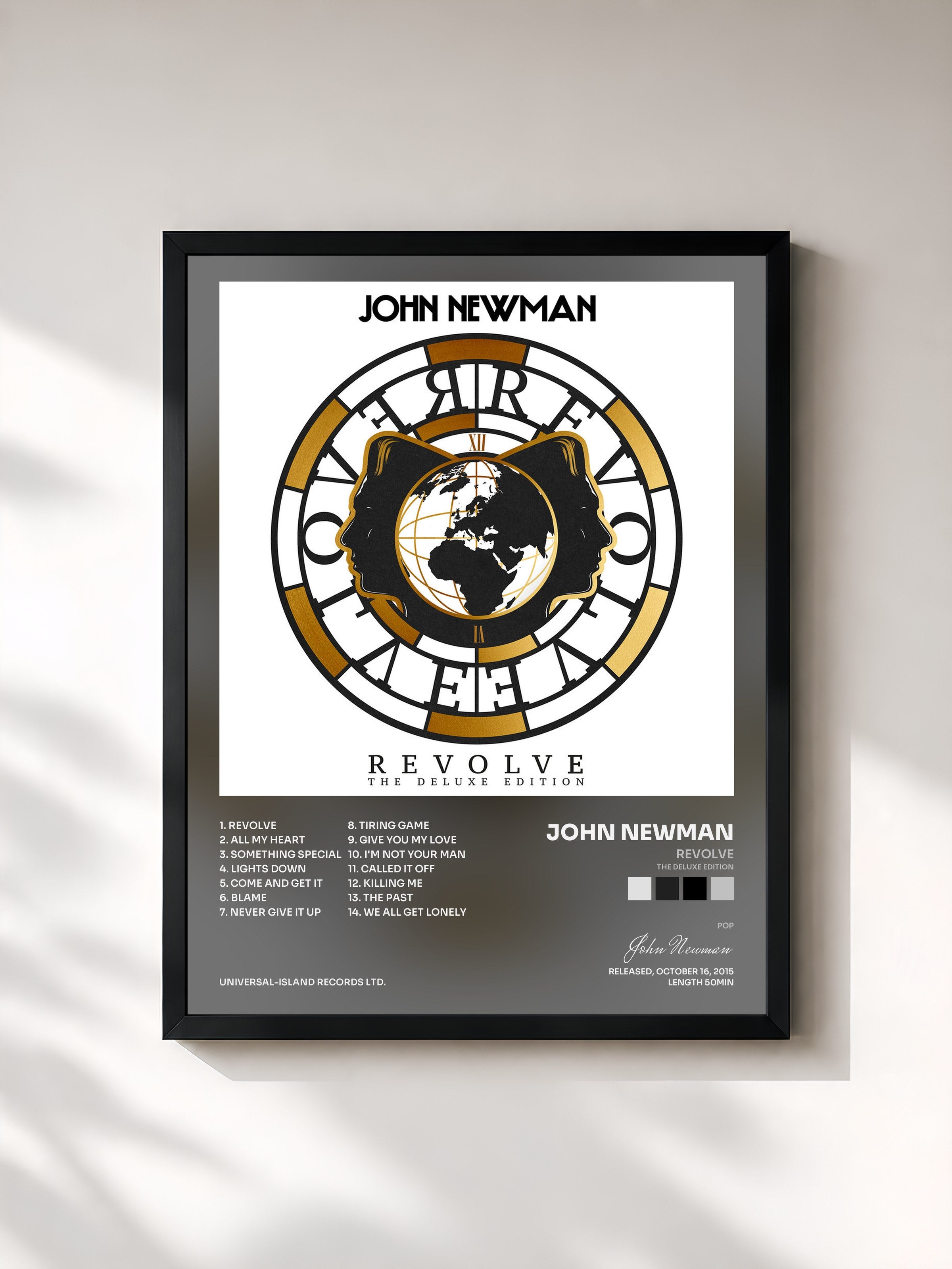 #noir Tableau de l'album Revolve (The Deluxe Edition) de John Newman, cadre noir, imprimé et encadré en France