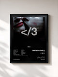 #noir Tableau de l'album </3² de Destroy Lonely, cadre noir, imprimé et encadré en France
