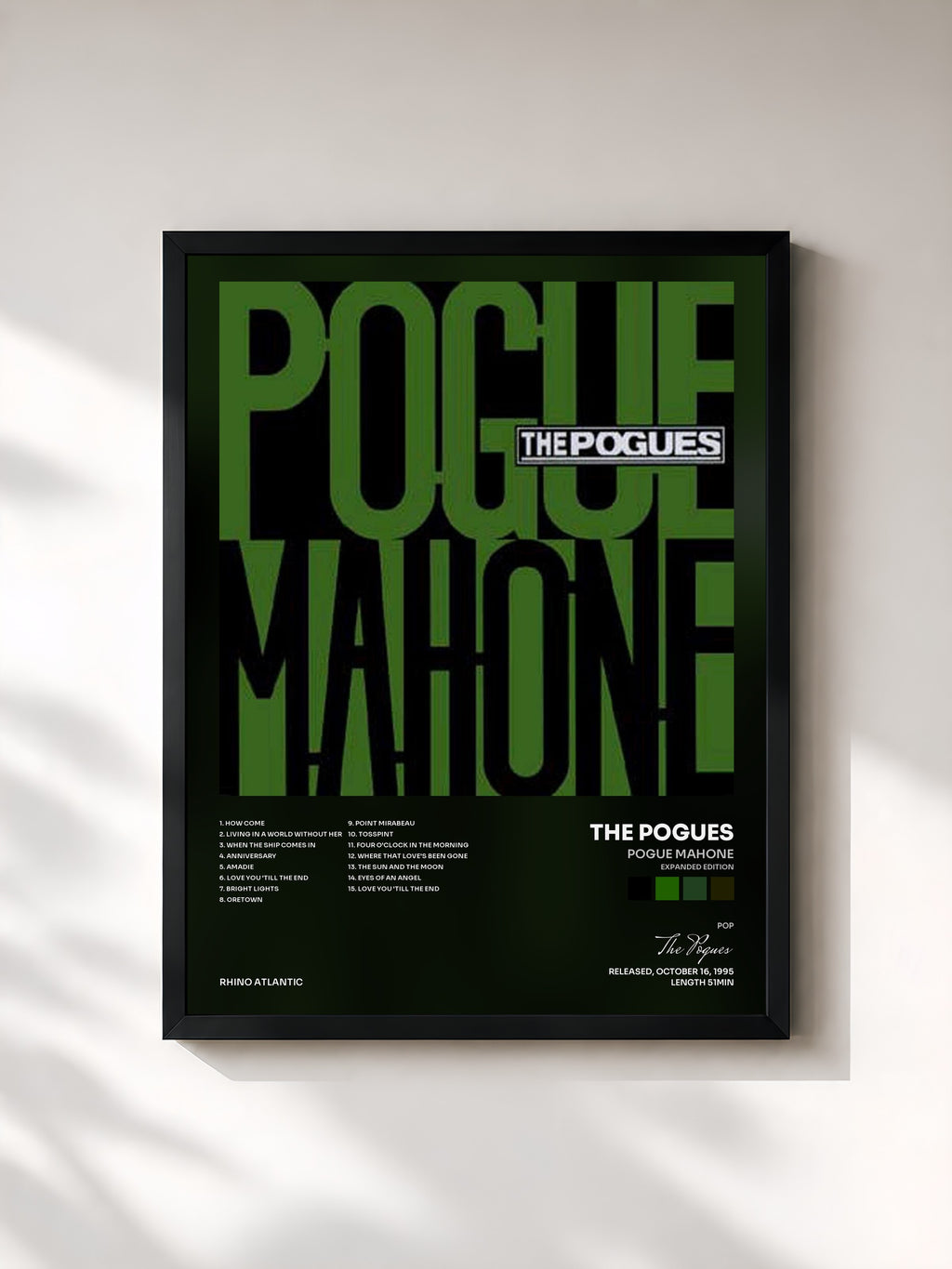 #noir Tableau de l'album Pogue Mahone (Expanded Edition) de The Pogues, cadre noir, imprimé et encadré en France