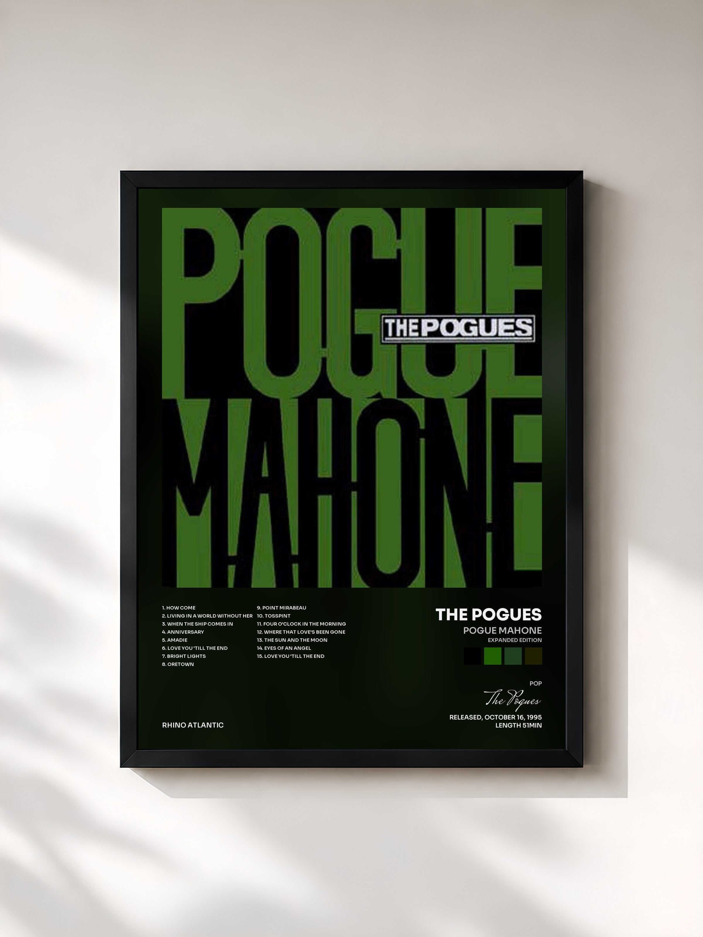 #noir Tableau de l'album Pogue Mahone (Expanded Edition) de The Pogues, cadre noir, imprimé et encadré en France