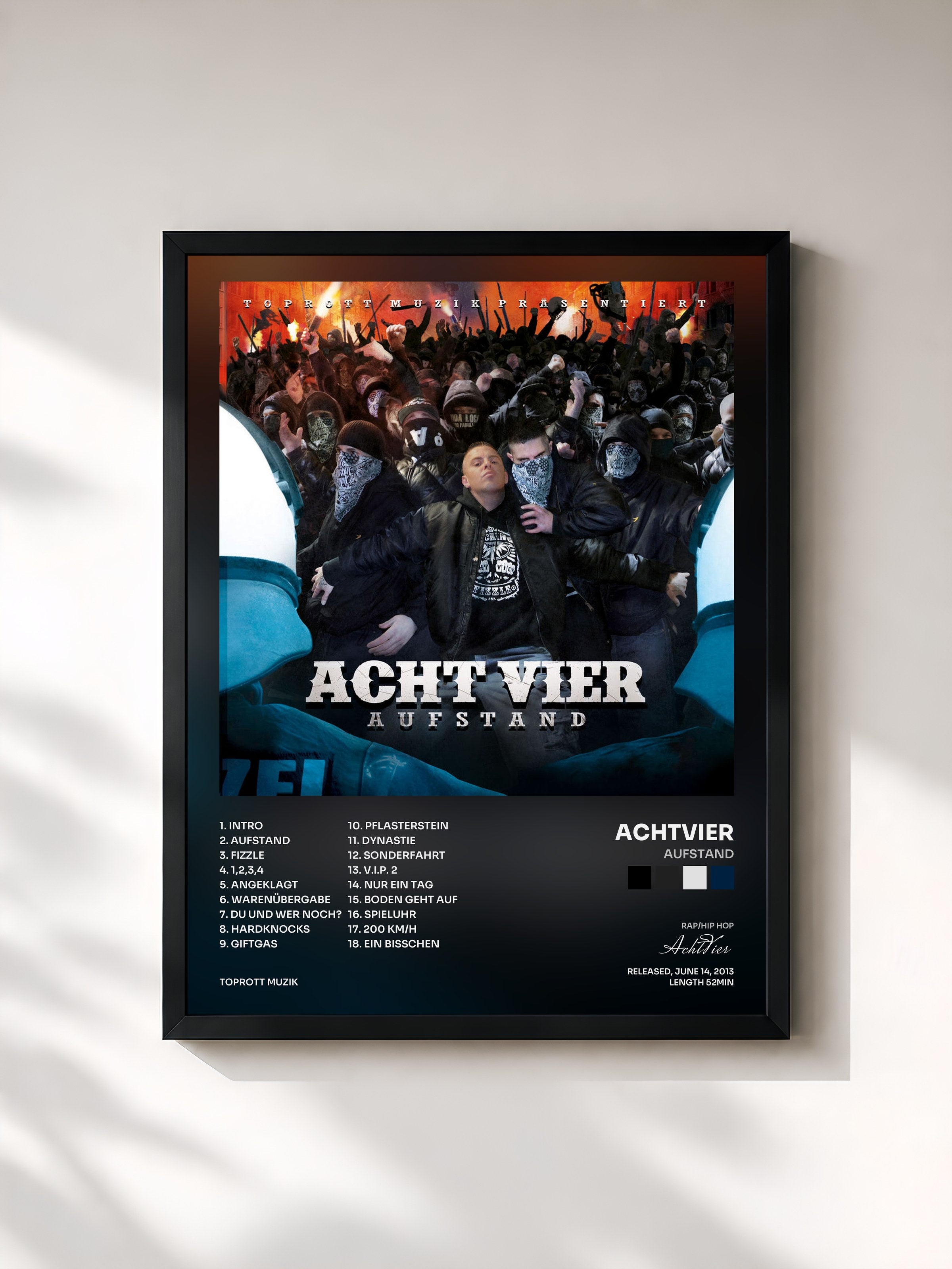 #noir Tableau de l'album Aufstand de AchtVier, cadre noir, imprimé et encadré en France