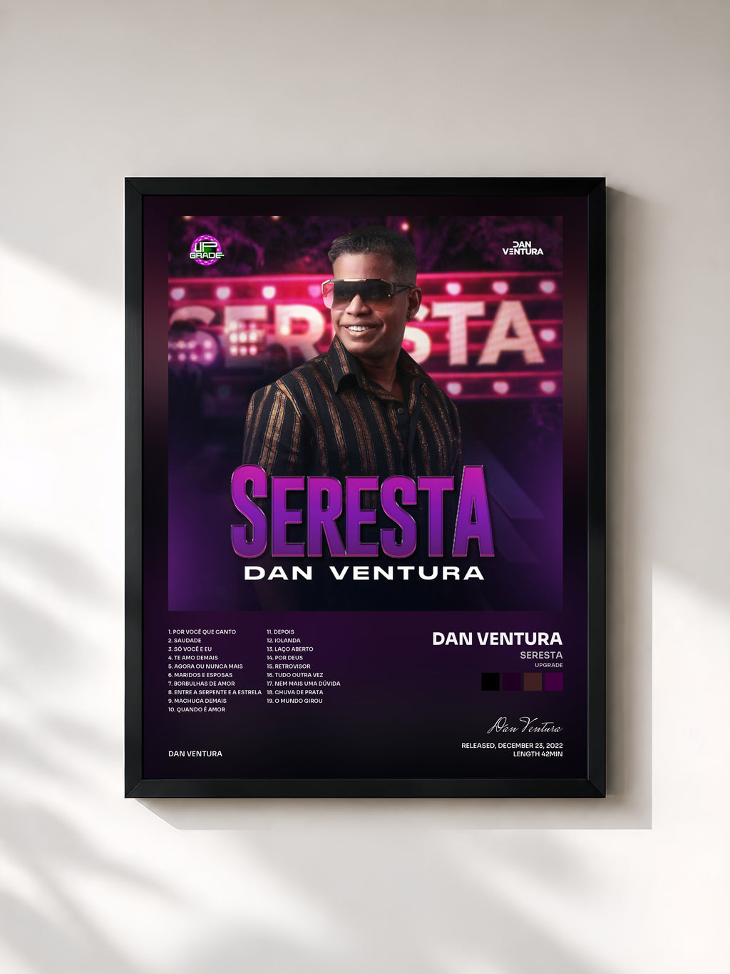 #noir Tableau de l'album Seresta (UpGrade) de Dan Ventura, cadre noir, imprimé et encadré en France