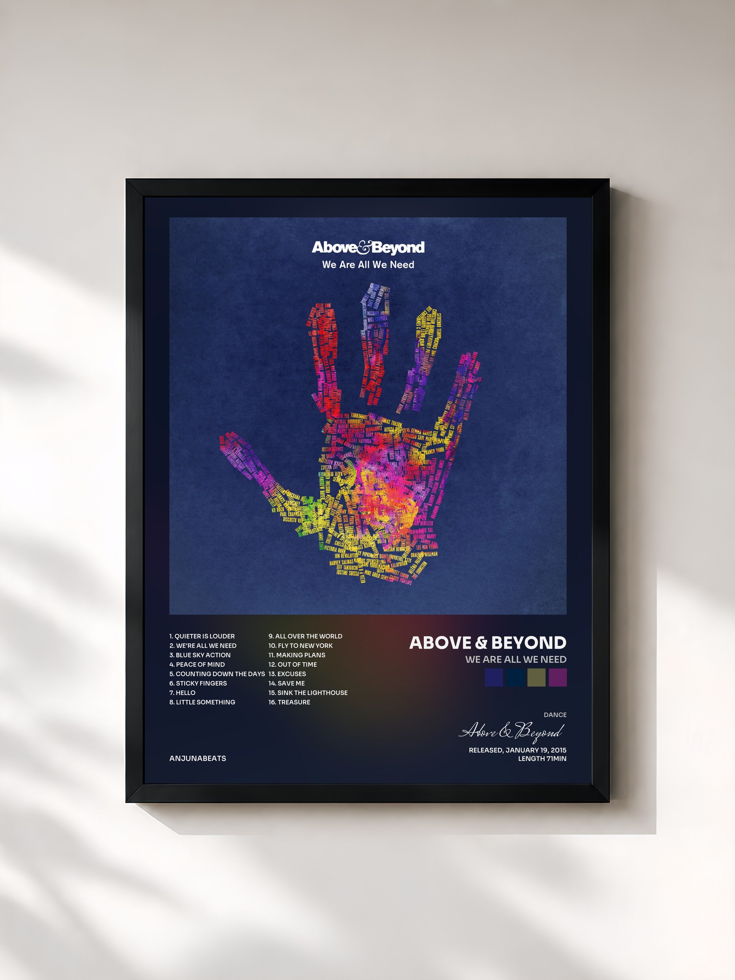 #noir Tableau de l'album We Are All We Need de Above & Beyond, cadre noir, imprimé et encadré en France