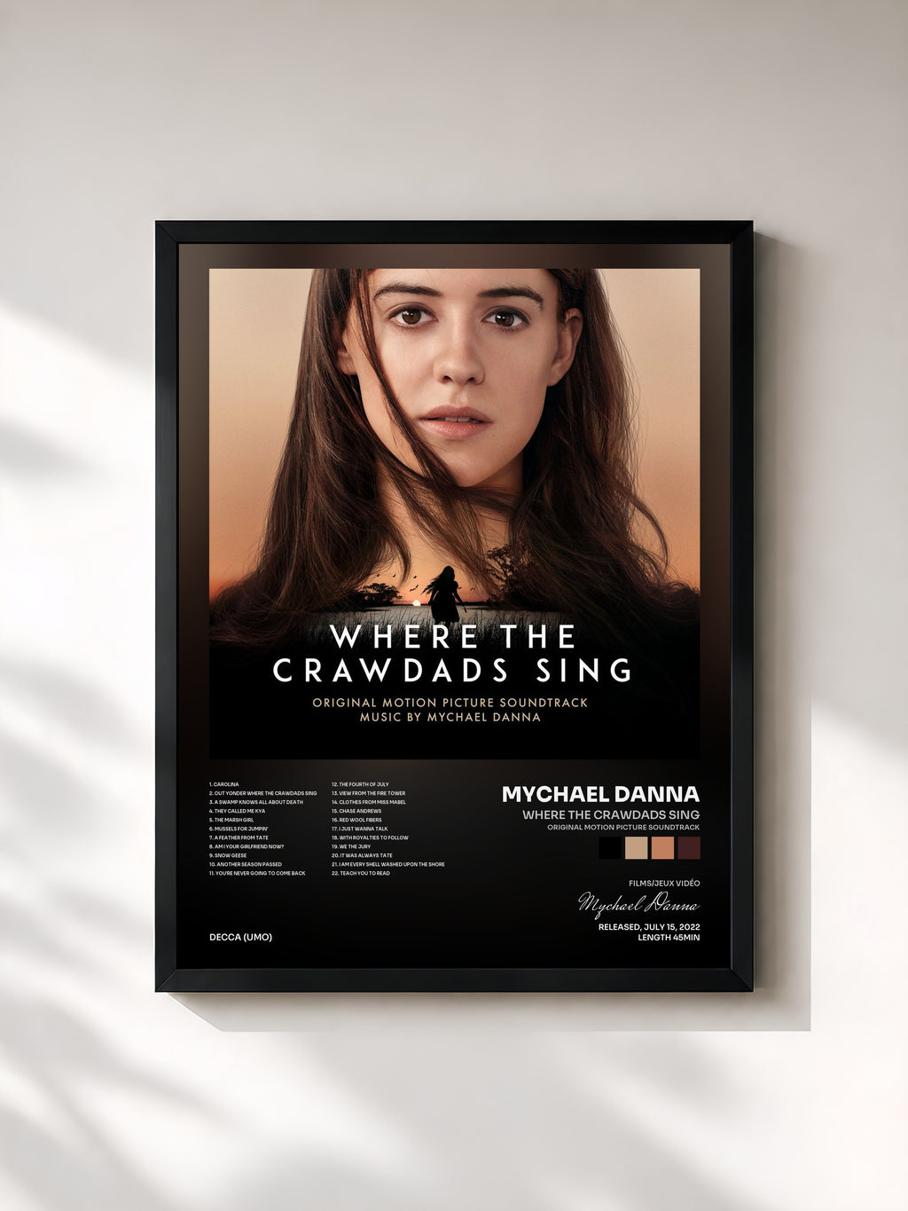 #noir Tableau de l'album Where The Crawdads Sing (Original Motion Picture Soundtrack) de Mychael Danna, cadre noir, imprimé et encadré en France