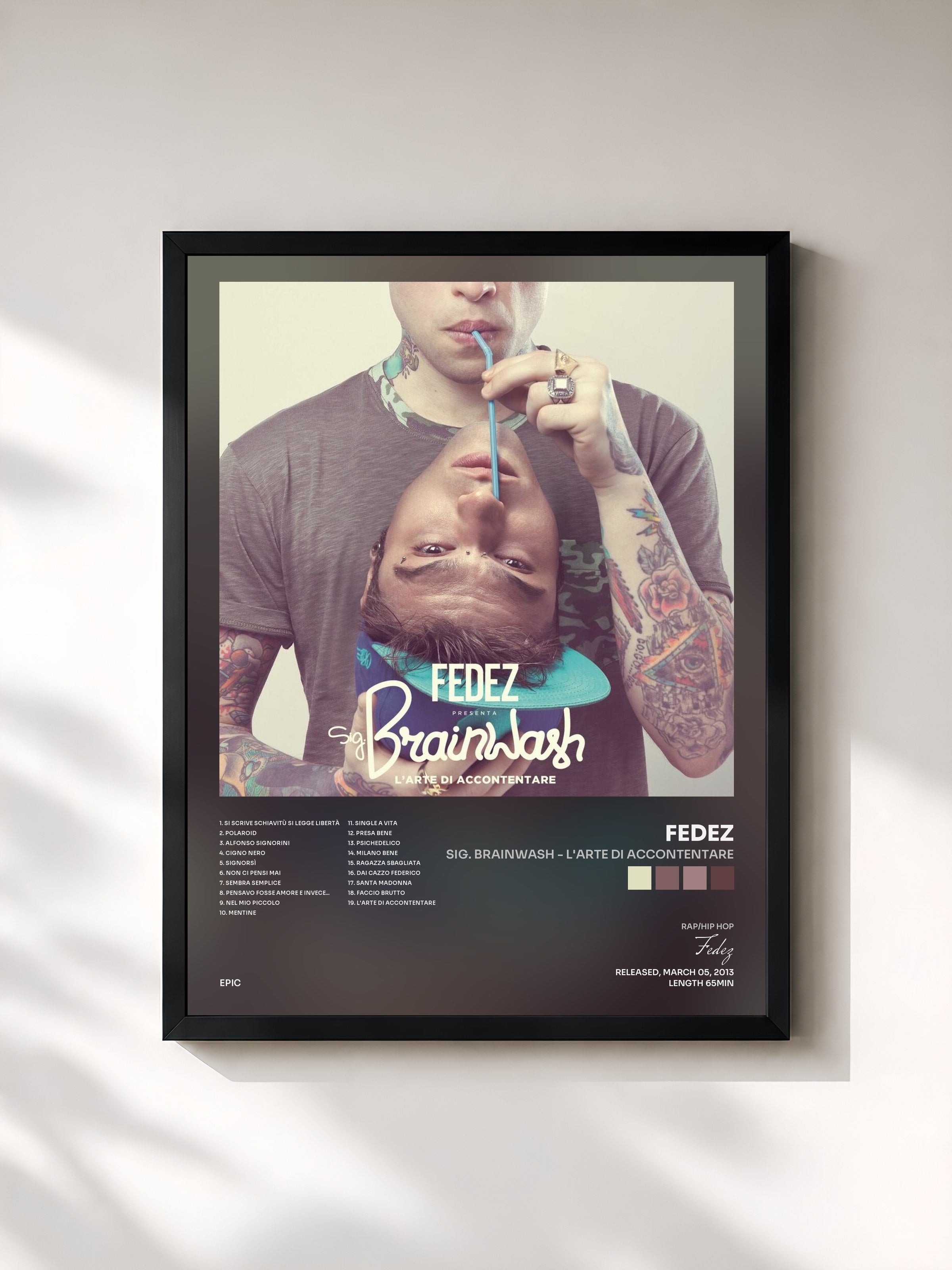 #noir Tableau de l'album Sig. Brainwash - L'arte di accontentare de Fedez, cadre noir, imprimé et encadré en France