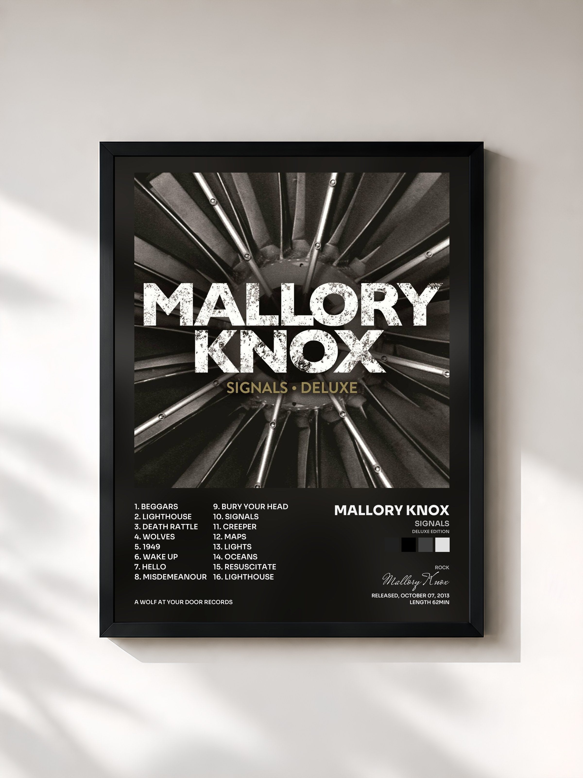 #noir Tableau de l'album Signals (Deluxe Edition) de Mallory Knox, cadre noir, imprimé et encadré en France