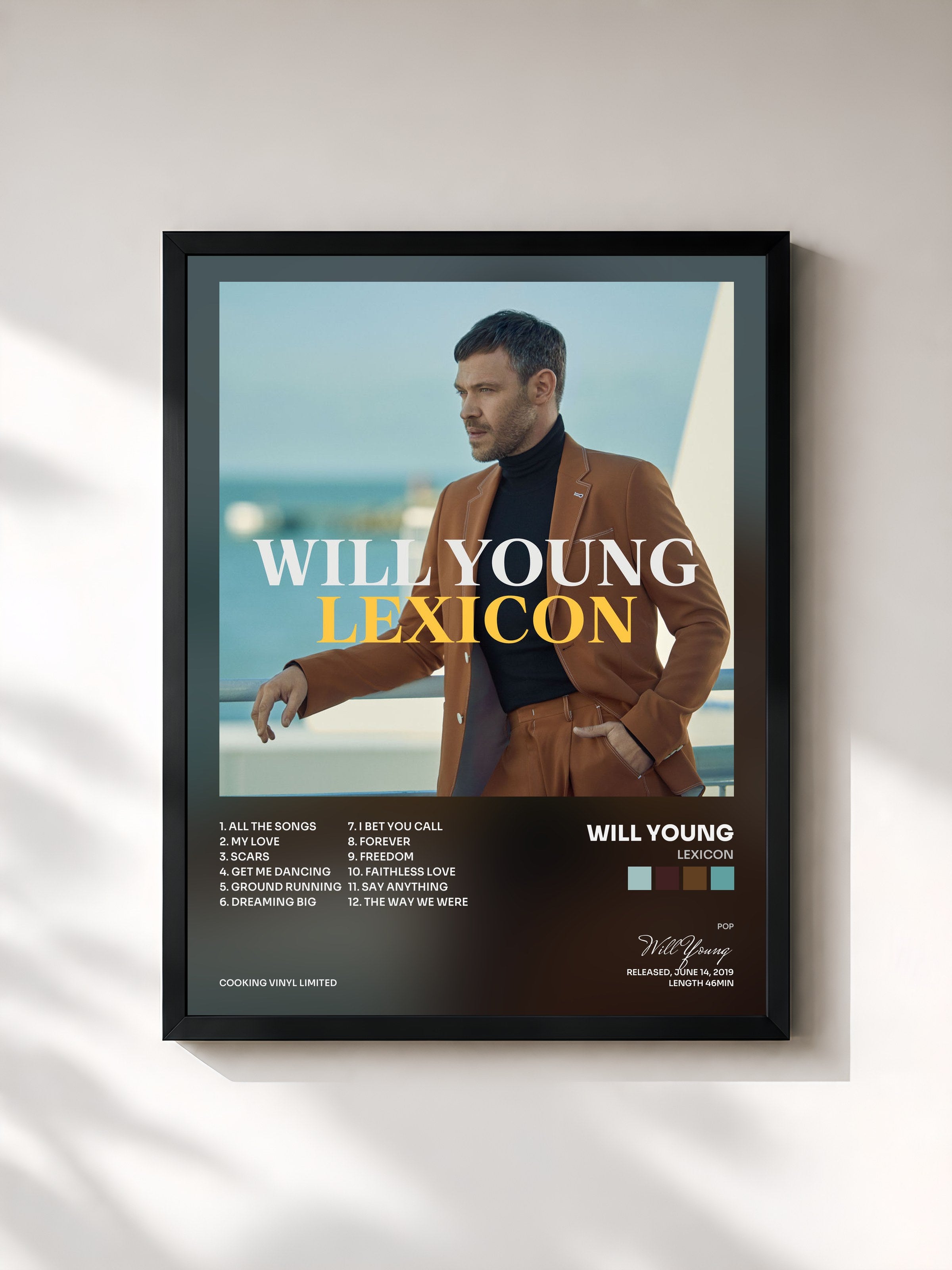 #noir Tableau de l'album Lexicon de Will Young, cadre noir, imprimé et encadré en France