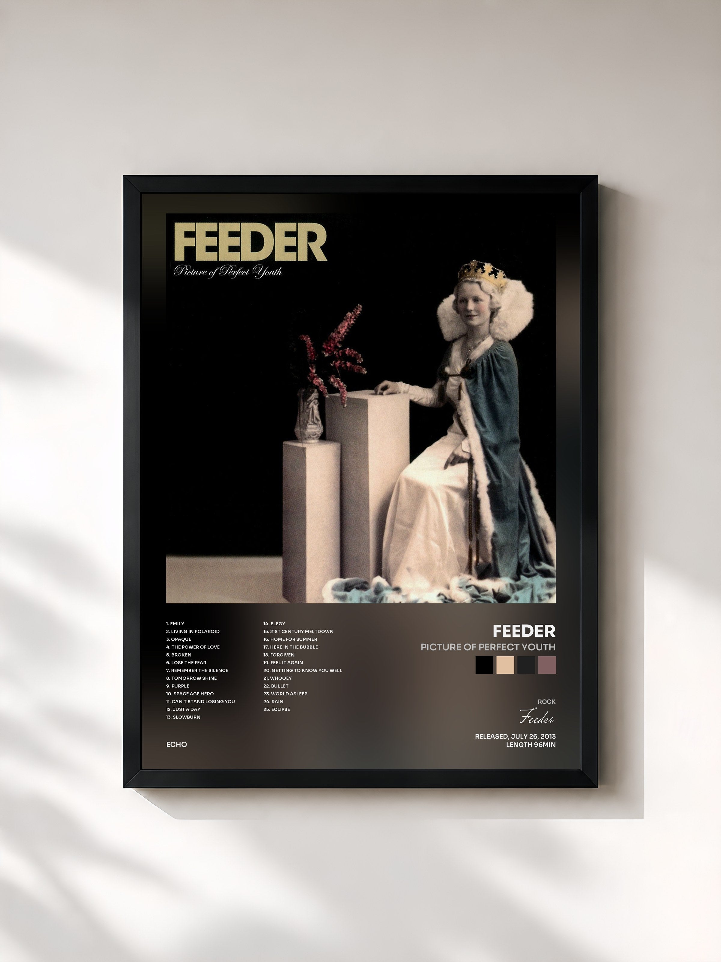#noir Tableau de l'album Picture of Perfect Youth de Feeder, cadre noir, imprimé et encadré en France