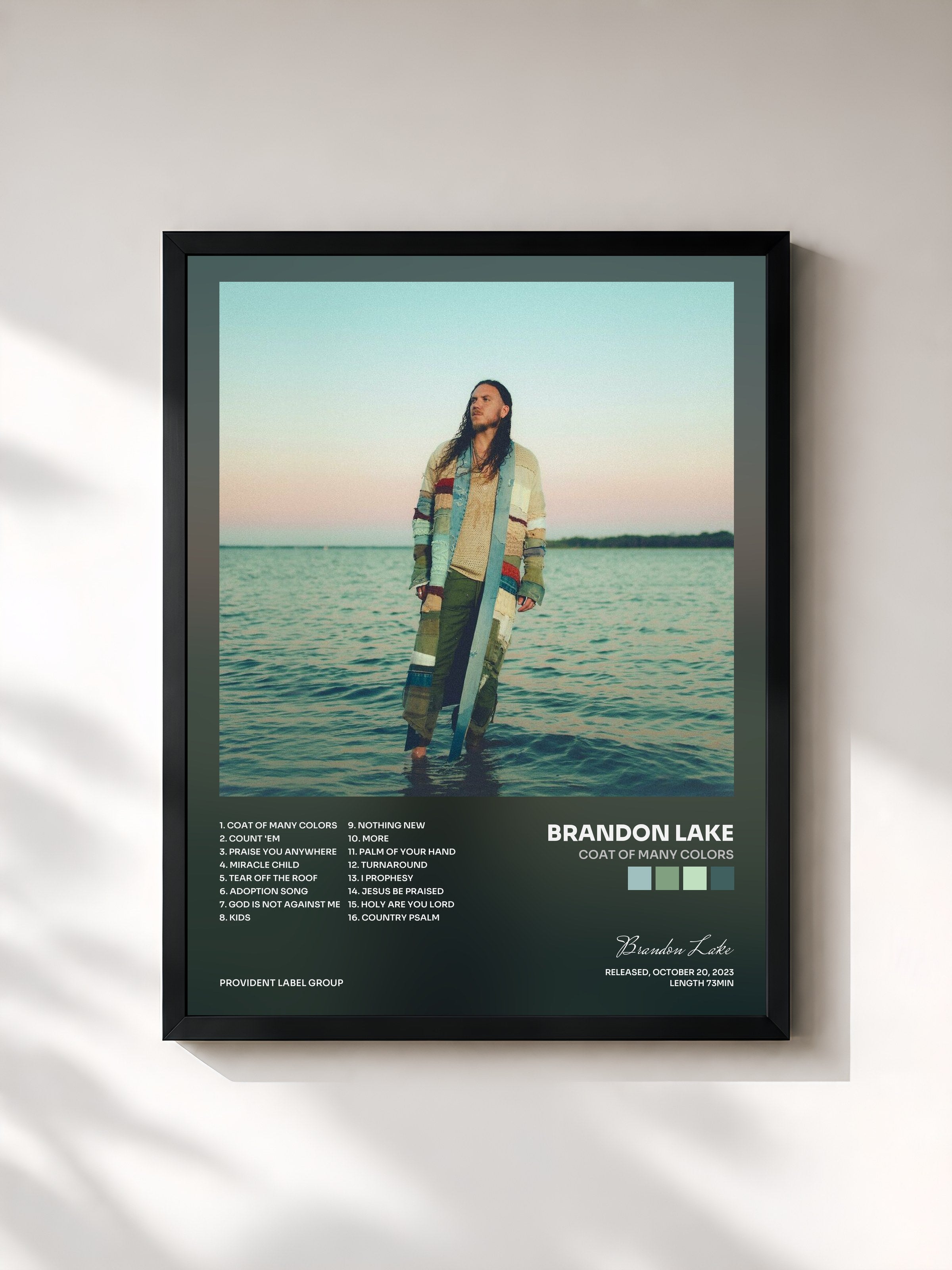 #noir Tableau de l'album COAT OF MANY COLORS de Brandon Lake, cadre noir, imprimé et encadré en France