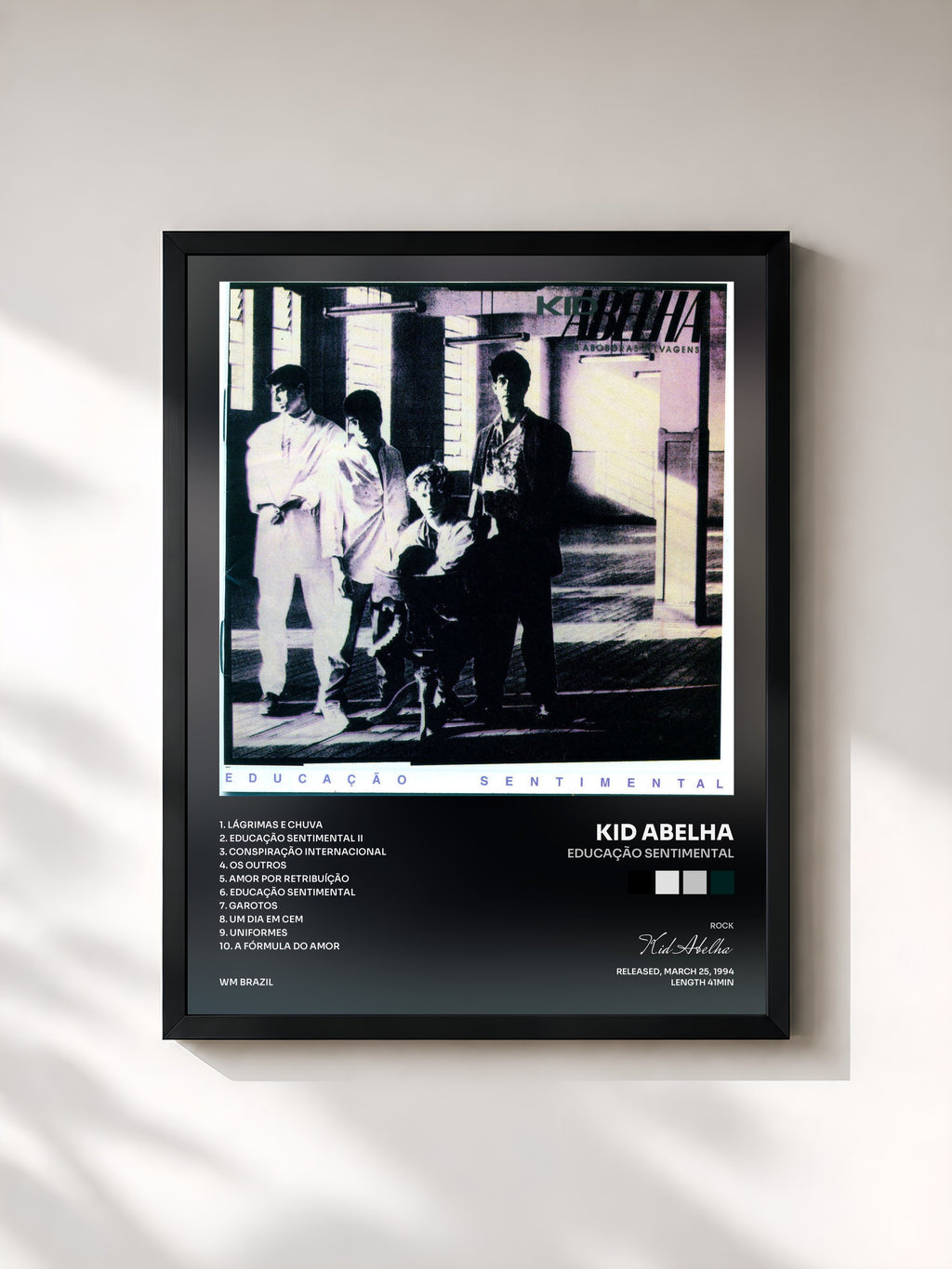 #noir Tableau de l'album Educação Sentimental de Kid Abelha, cadre noir, imprimé et encadré en France