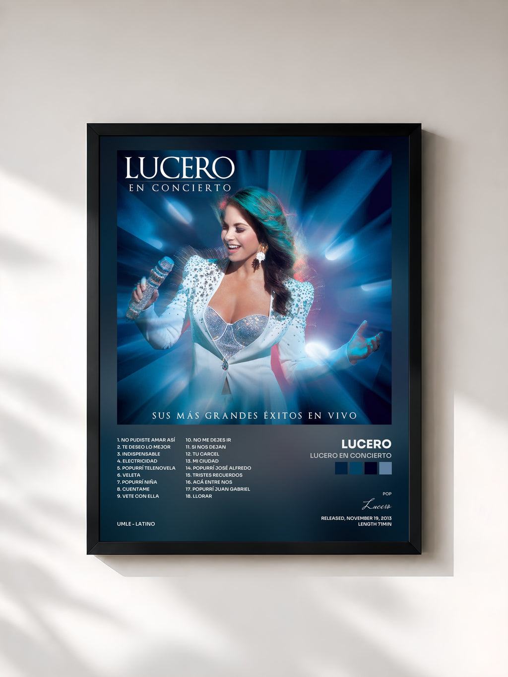#noir Tableau de l'album Lucero En Concierto de Lucero, cadre noir, imprimé et encadré en France
