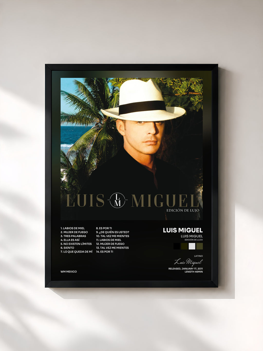 #noir Tableau de l'album Luis Miguel (Edición De Lujo) de Luis Miguel, cadre noir, imprimé et encadré en France