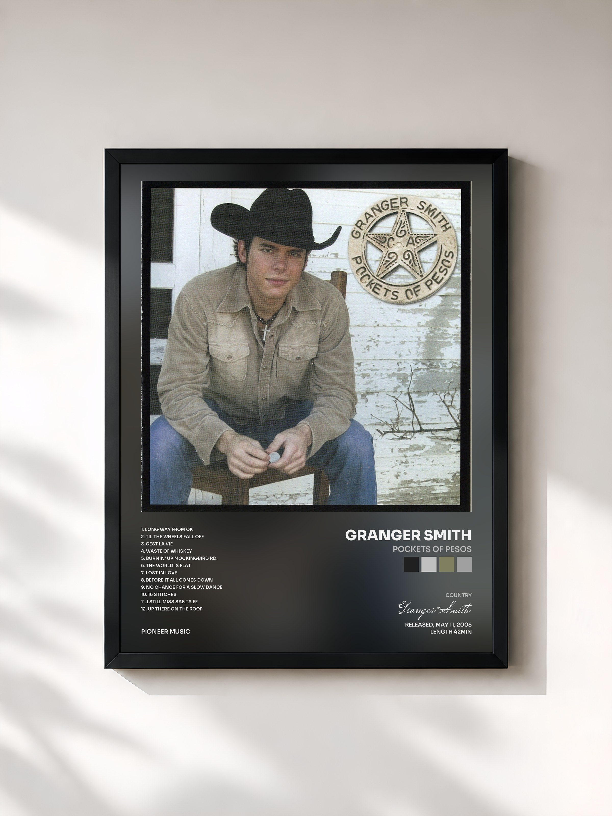 #noir Tableau de l'album Pockets of Pesos de Granger Smith, cadre noir, imprimé et encadré en France
