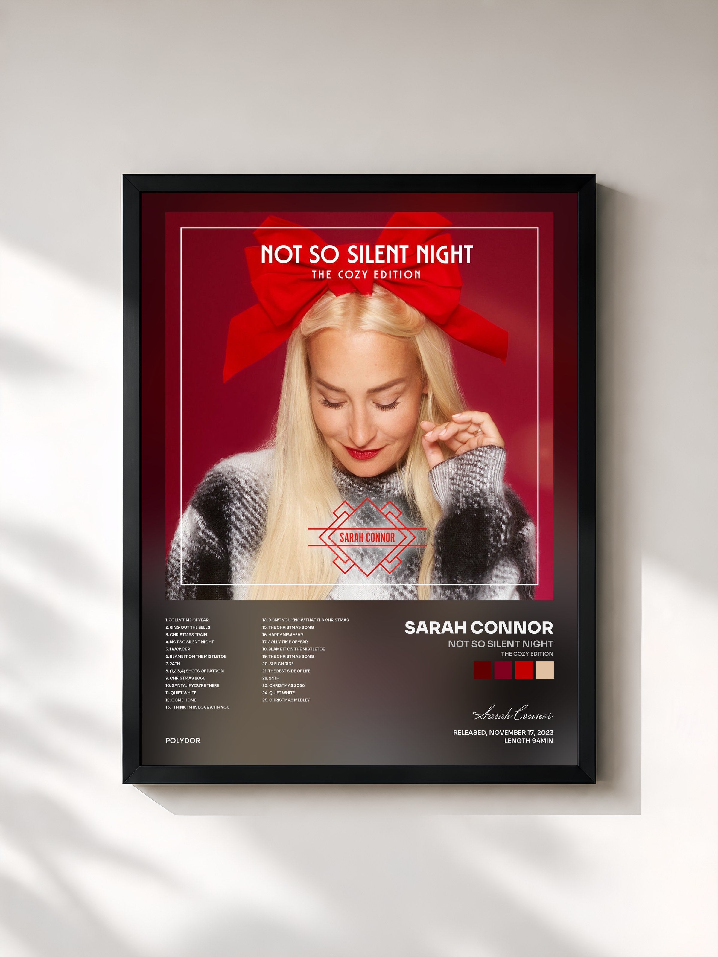#noir Tableau de l'album Not So Silent Night (The Cozy Edition) de Sarah Connor, cadre noir, imprimé et encadré en France