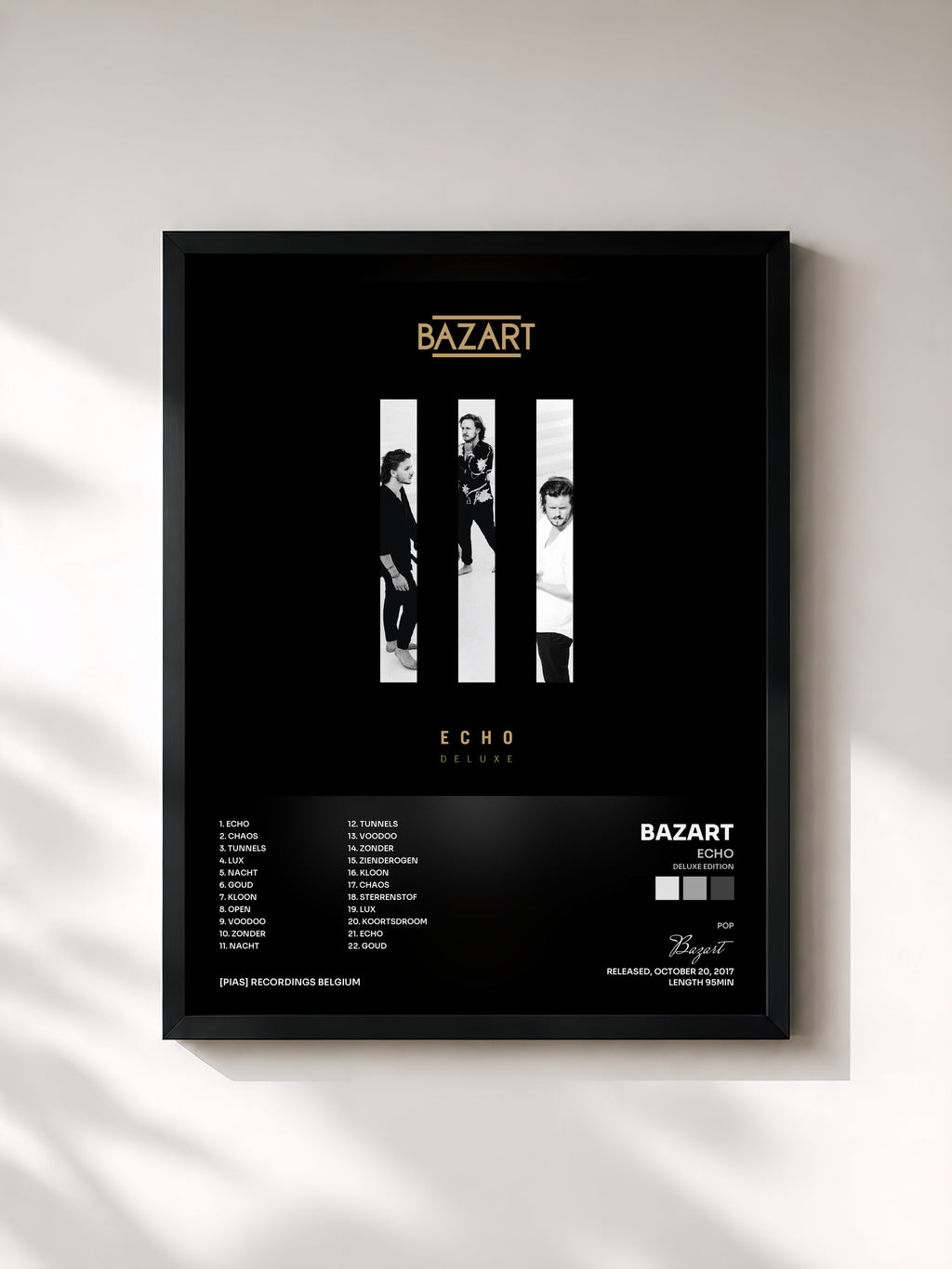#noir Tableau de l'album Echo (Deluxe edition) de Bazart, cadre noir, imprimé et encadré en France