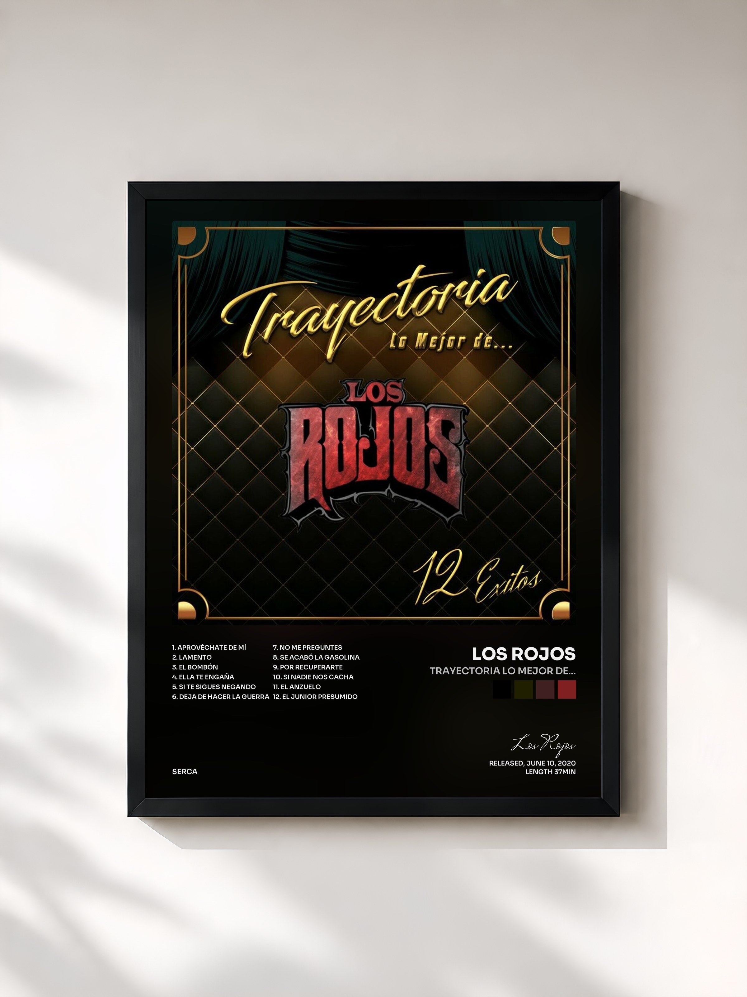 #noir Tableau de l'album Trayectoria Lo Mejor de... de Los Rojos, cadre noir, imprimé et encadré en France