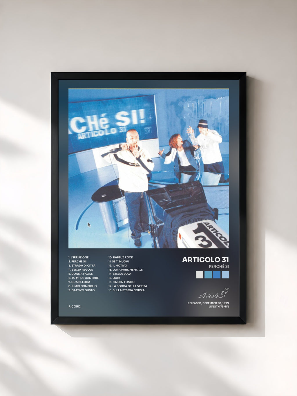 #noir Tableau de l'album Perché Si de Articolo 31, cadre noir, imprimé et encadré en France
