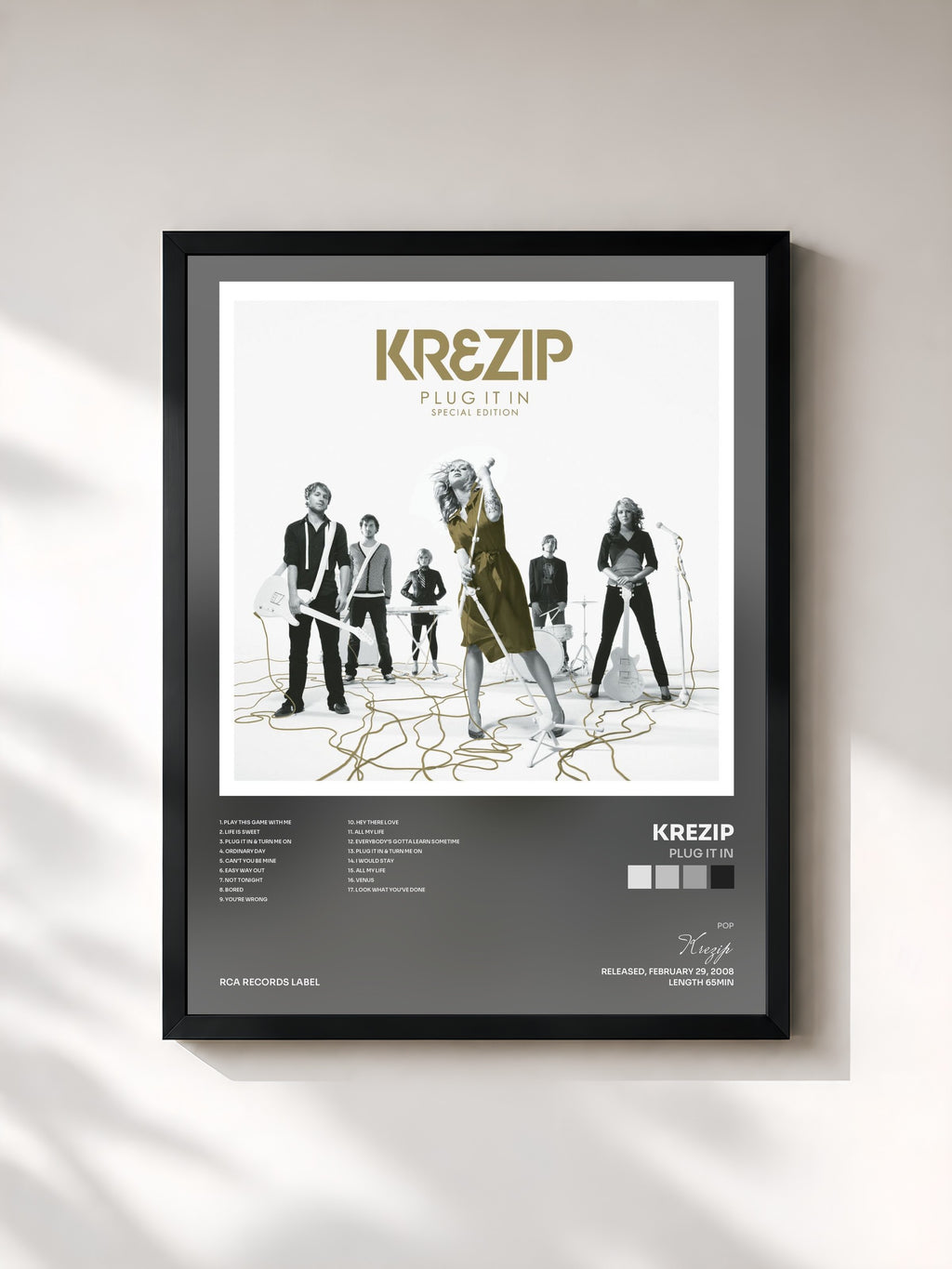 #noir Tableau de l'album Plug It In de Krezip, cadre noir, imprimé et encadré en France
