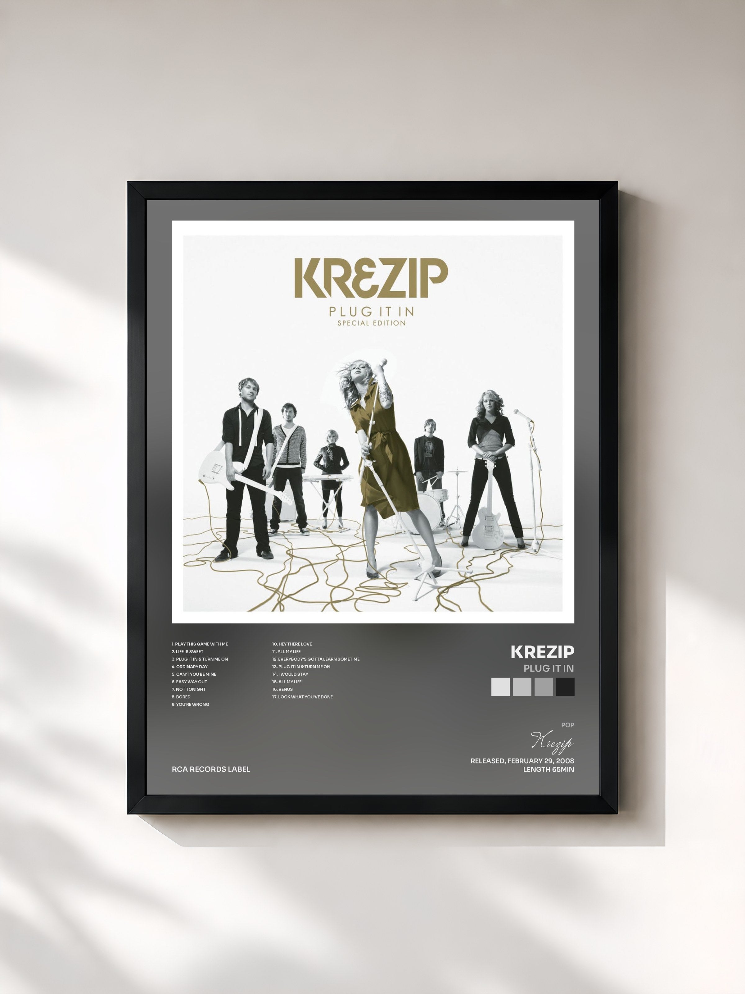 #noir Tableau de l'album Plug It In de Krezip, cadre noir, imprimé et encadré en France
