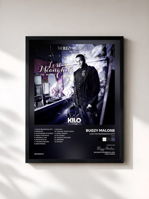 Bugzy Malone · Lost In Meanwhile City (Tape 2) — Affiche encadrée