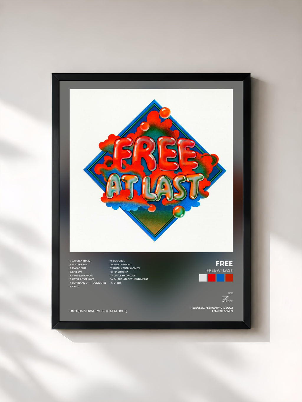#noir Tableau de l'album Free At Last de Free, cadre noir, imprimé et encadré en France