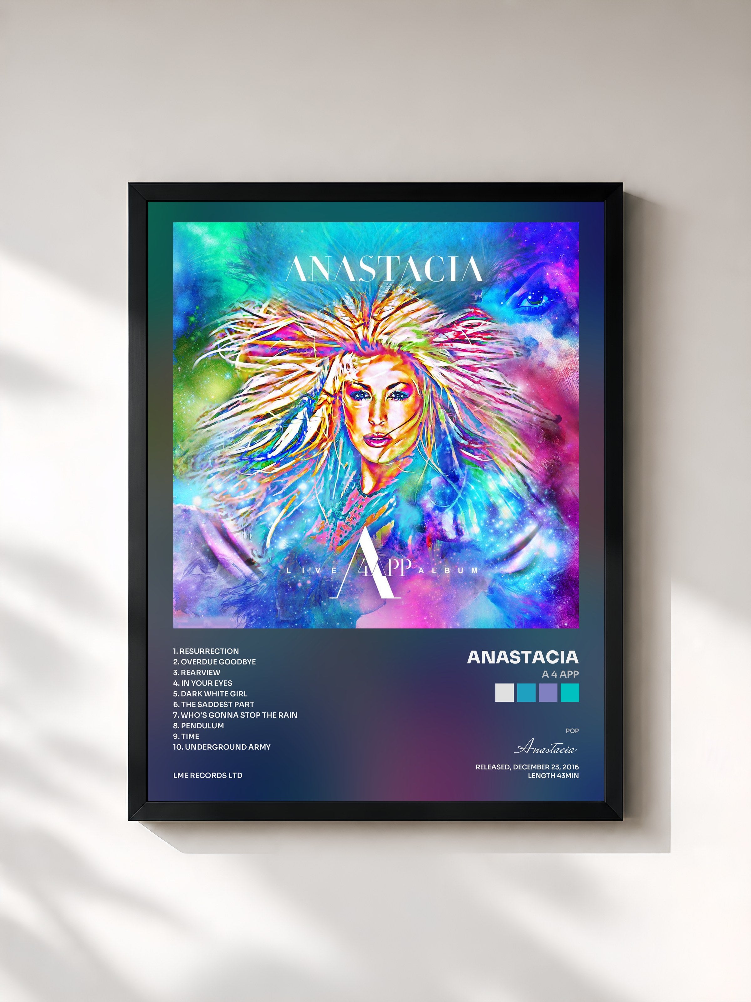 #noir Tableau de l'album A 4 APP de Anastacia, cadre noir, imprimé et encadré en France