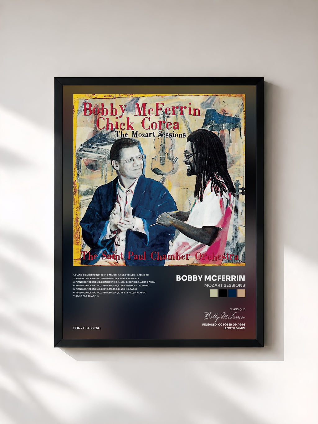 #noir Tableau de l'album Mozart Sessions de Bobby McFerrin, cadre noir, imprimé et encadré en France