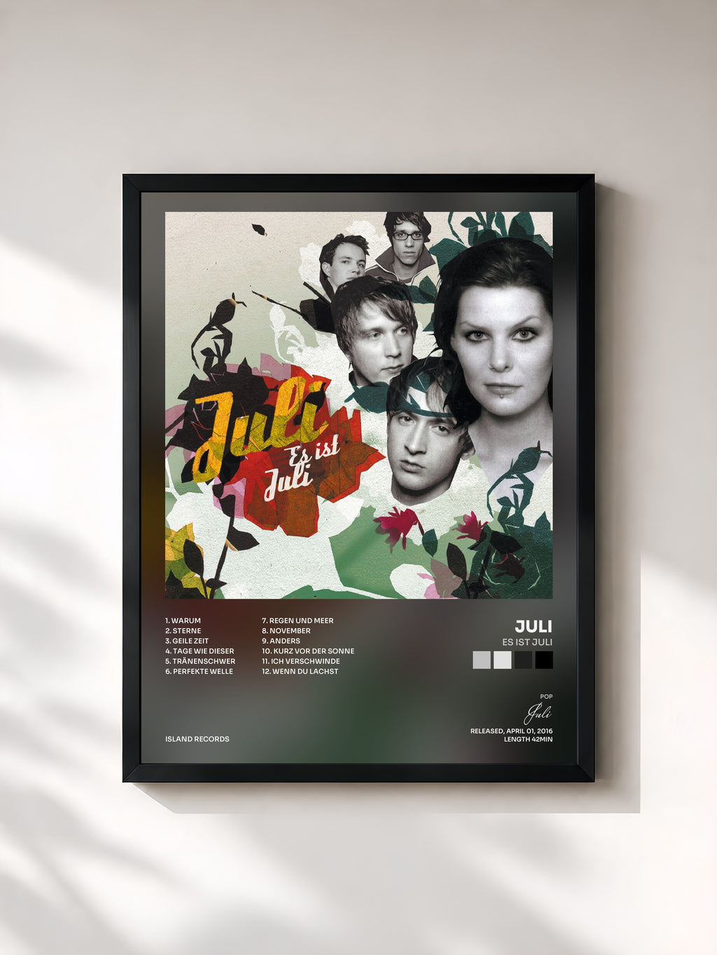 #noir Tableau de l'album Es ist Juli de Juli, cadre noir, imprimé et encadré en France