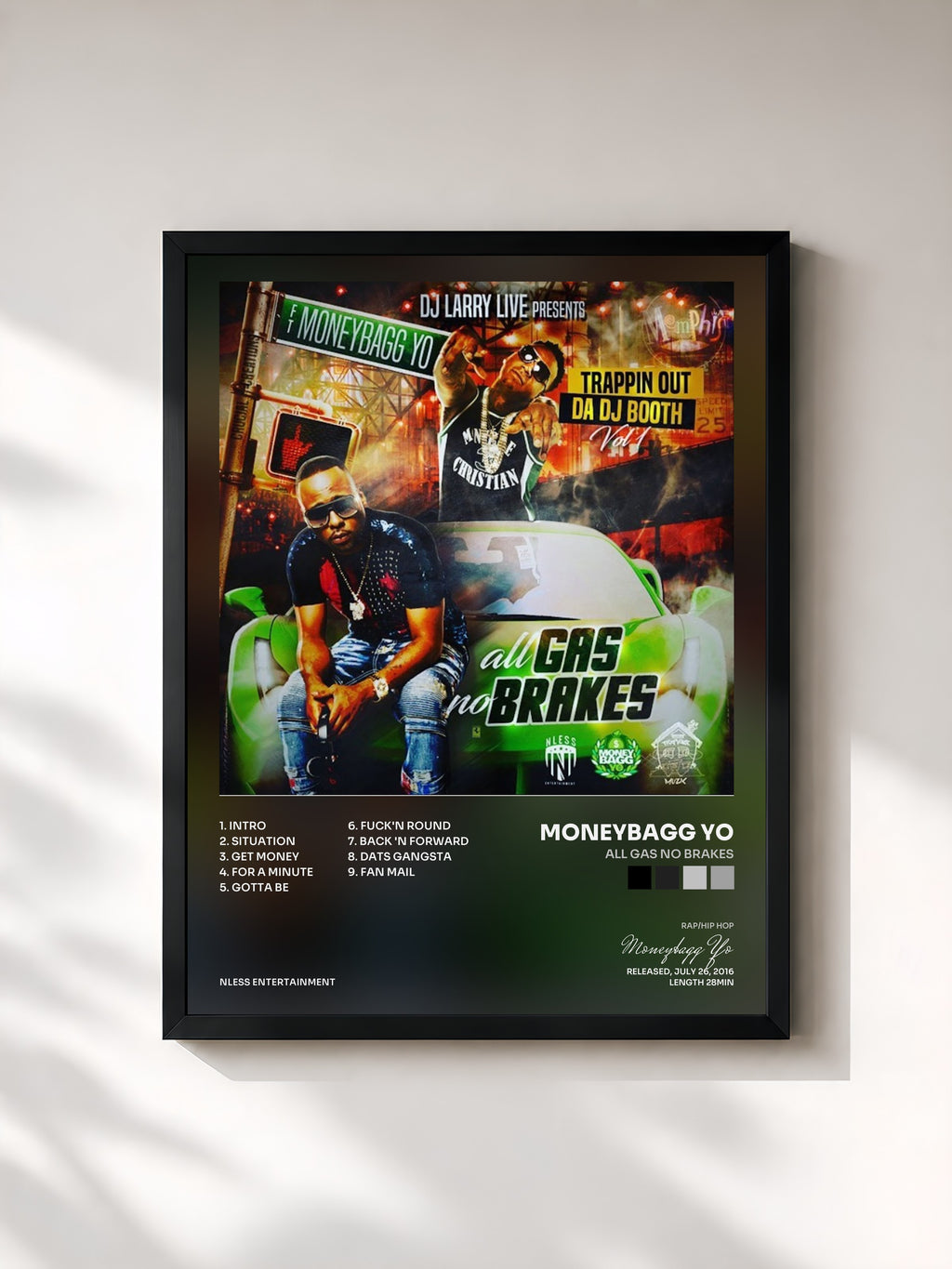 #noir All Gas No Brakes di Moneybagg Yo in stampa incorniciata, cornice nera, stampata e incorniciata in Francia