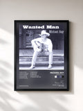 #noir Tableau de l'album Wanted Man de Michael Ray, cadre noir, imprimé et encadré en France