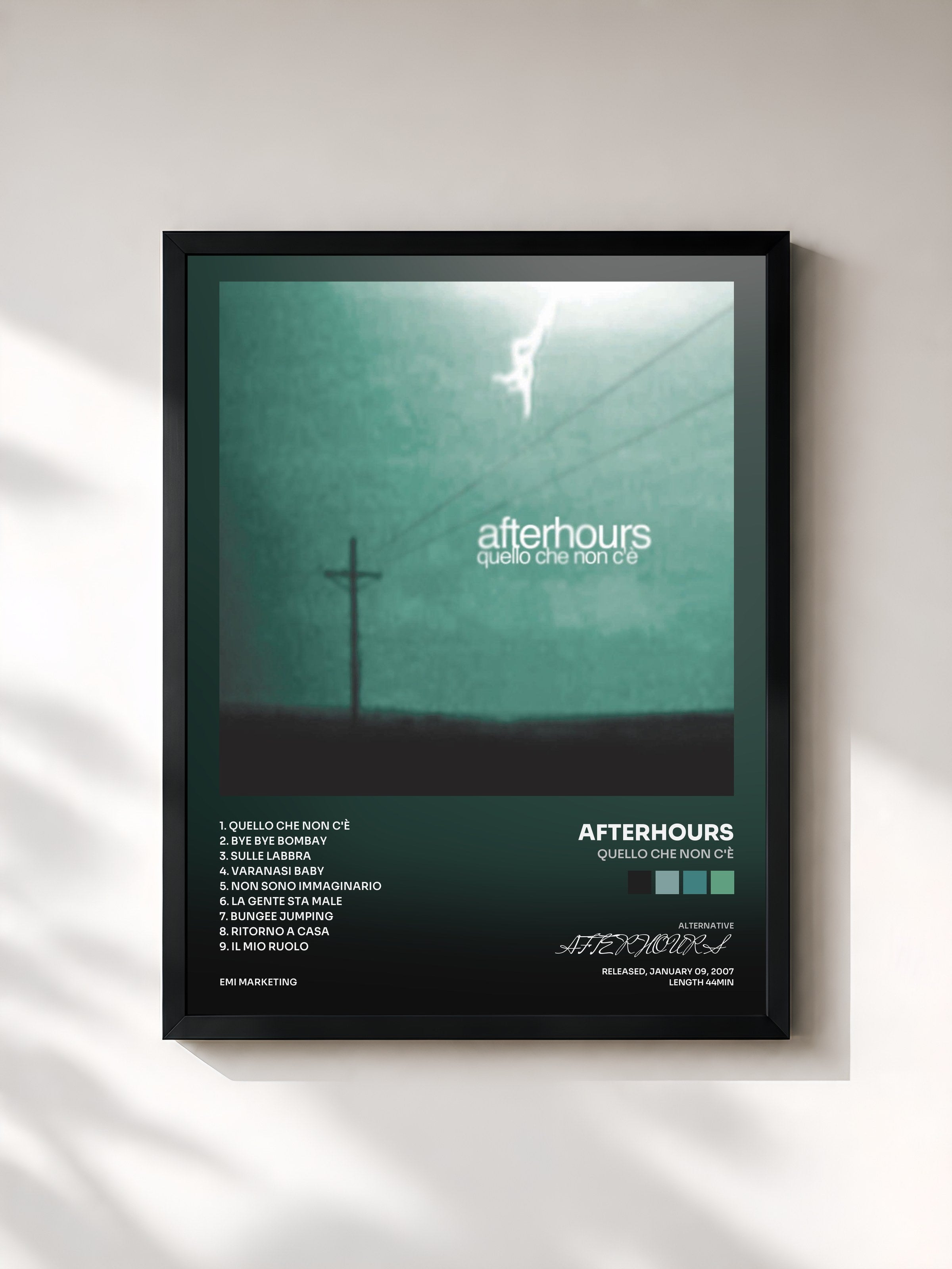 #noir Tableau de l'album Quello Che Non C'è de AFTERHOURS, cadre noir, imprimé et encadré en France