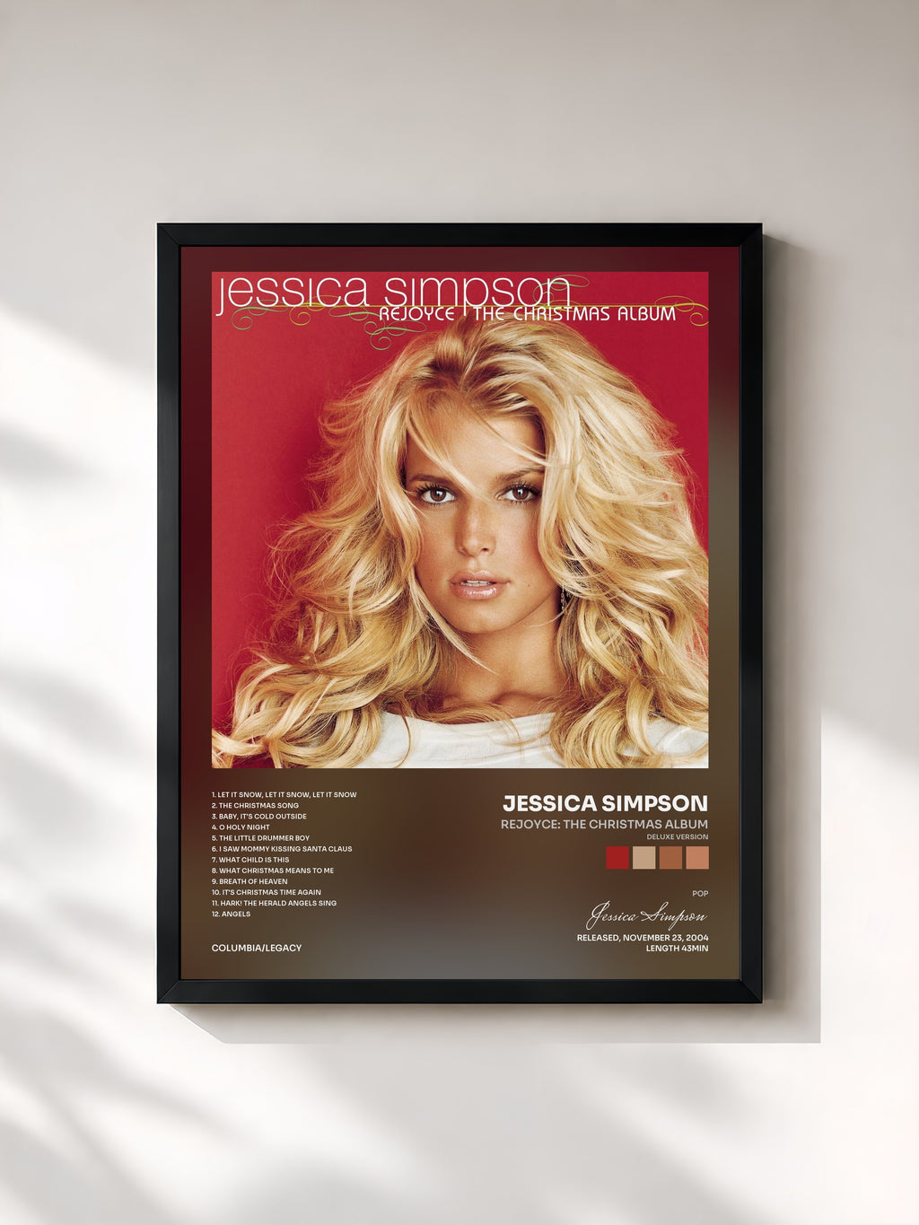 #noir Tableau de l'album ReJoyce: The Christmas Album (Deluxe Version) de Jessica Simpson, cadre noir, imprimé et encadré en France