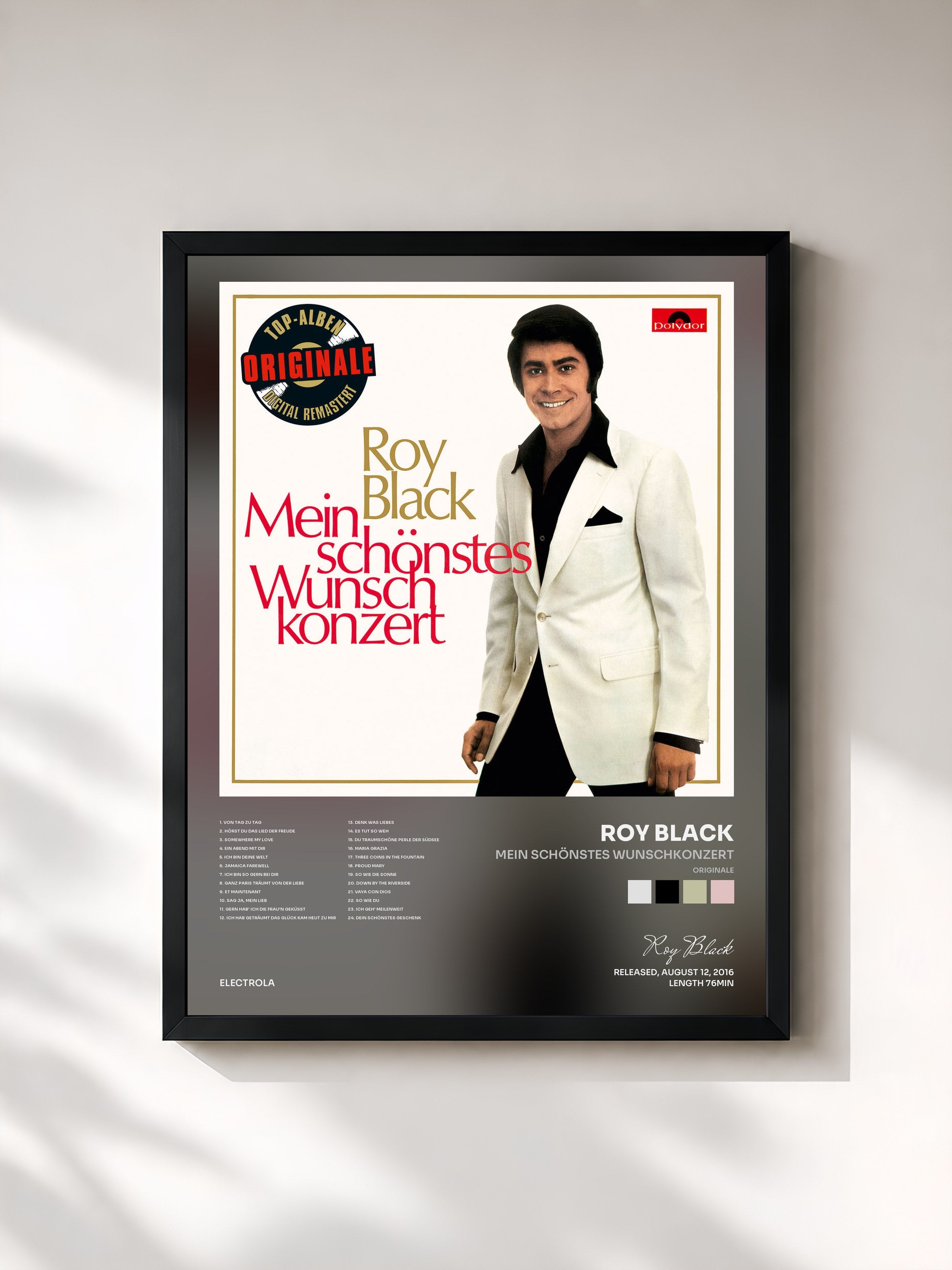 #noir Tableau de l'album Mein schönstes Wunschkonzert (Originale) de Roy Black, cadre noir, imprimé et encadré en France
