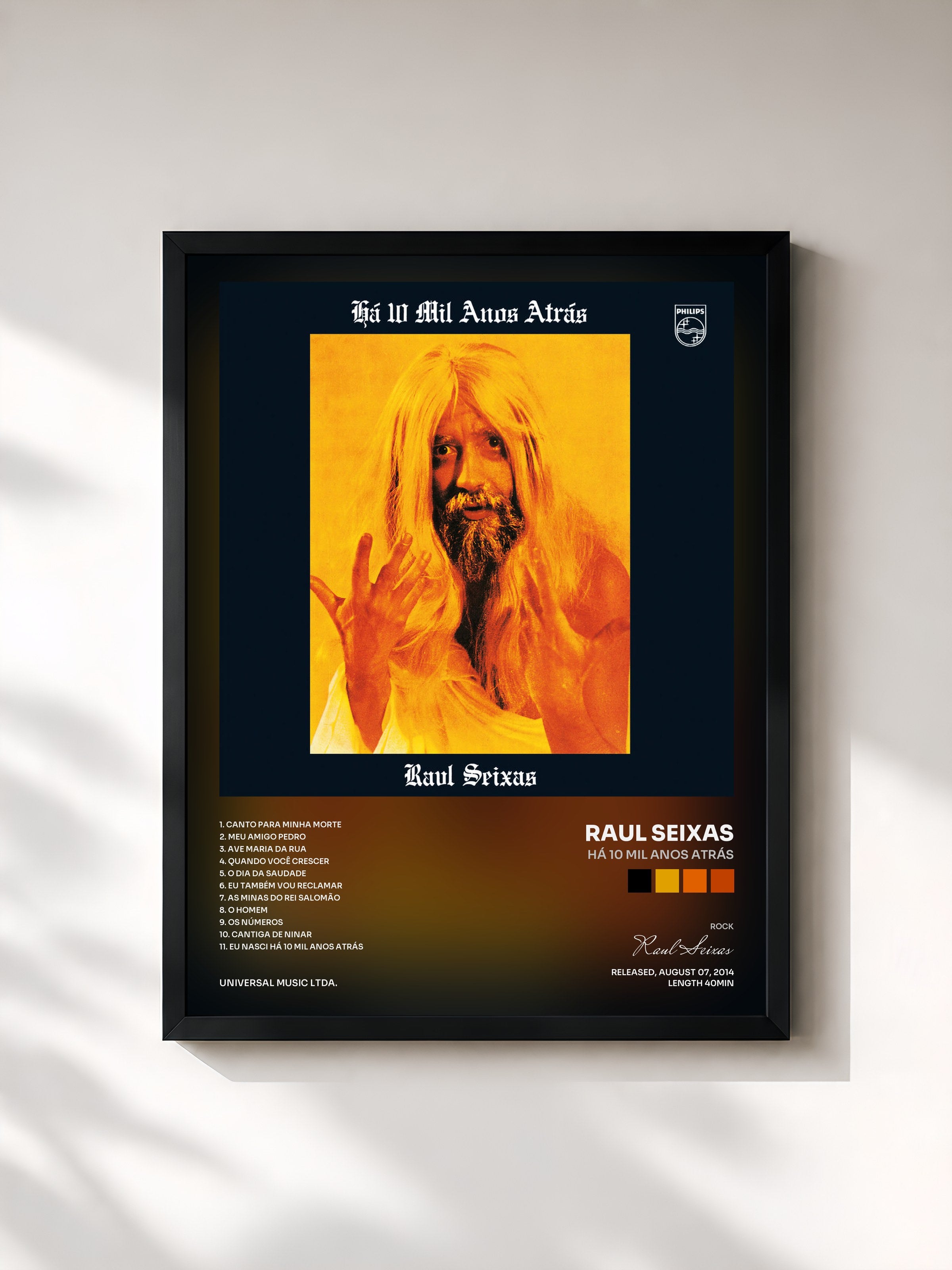 #noir Tableau de l'album Há 10 Mil Anos Atrás de Raul Seixas, cadre noir, imprimé et encadré en France