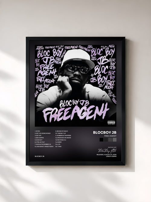 BlocBoy JB · Free Agent — Affiche encadrée