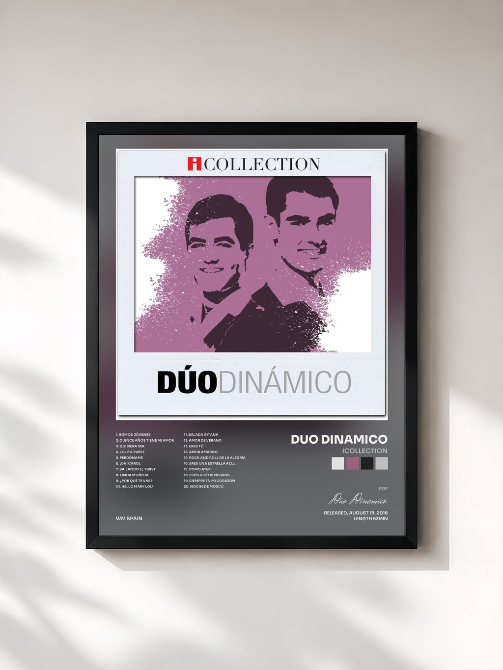 #noir Tableau de l'album iCollection de Duo Dinamico, cadre noir, imprimé et encadré en France