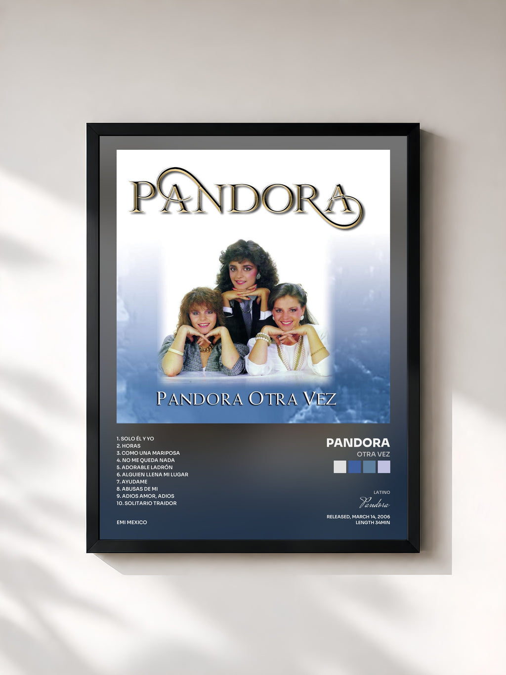 #noir Tableau de l'album Otra Vez de Pandora, cadre noir, imprimé et encadré en France