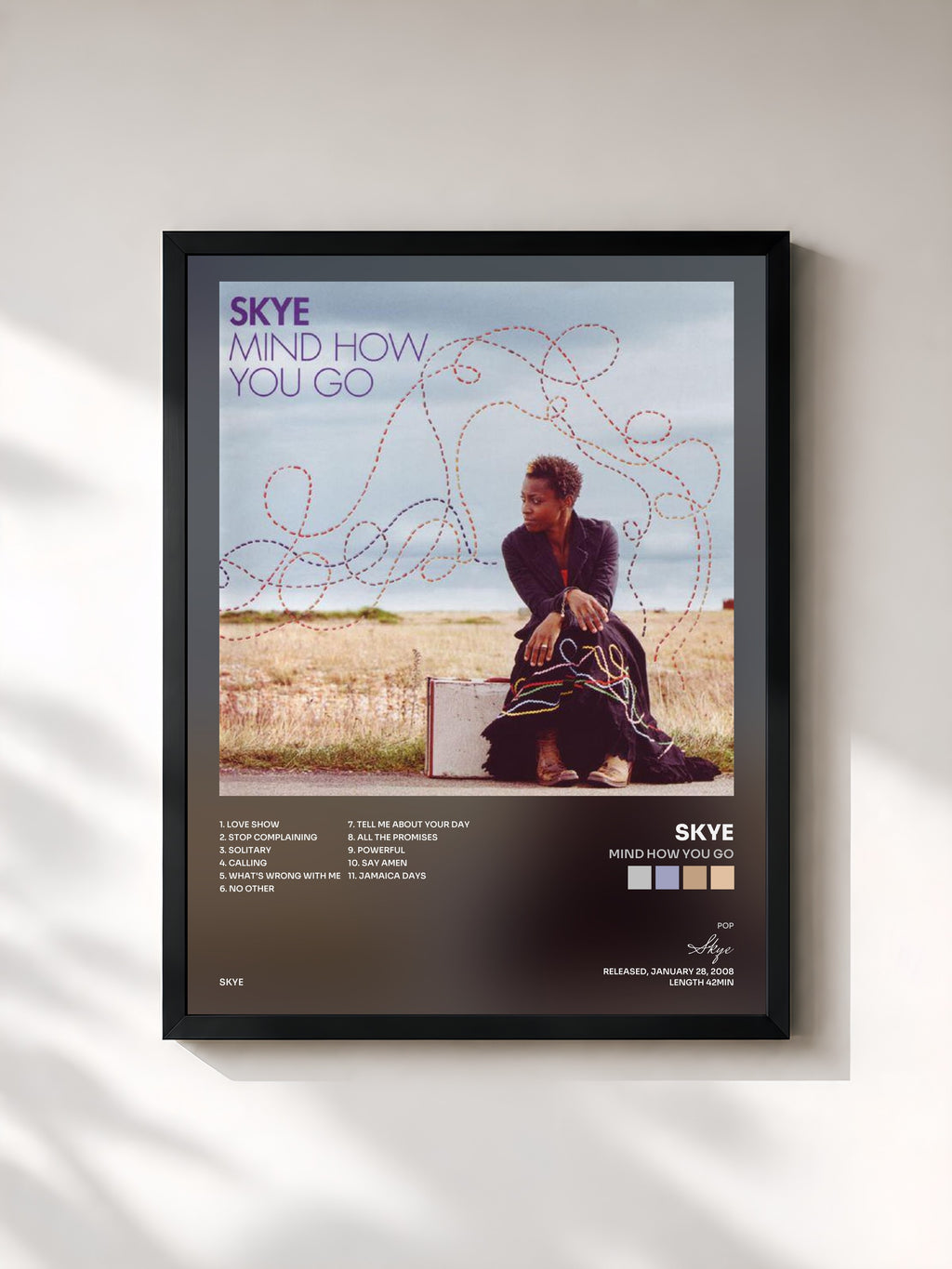 #noir Tableau de l'album Mind How You Go de Skye, cadre noir, imprimé et encadré en France