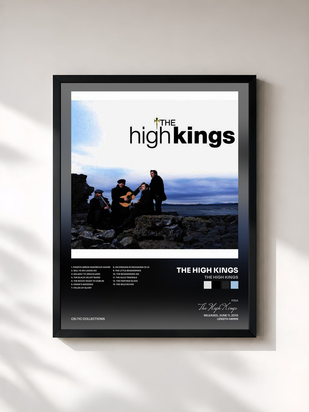 #noir Tableau de l'album The High Kings de The High Kings, cadre noir, imprimé et encadré en France