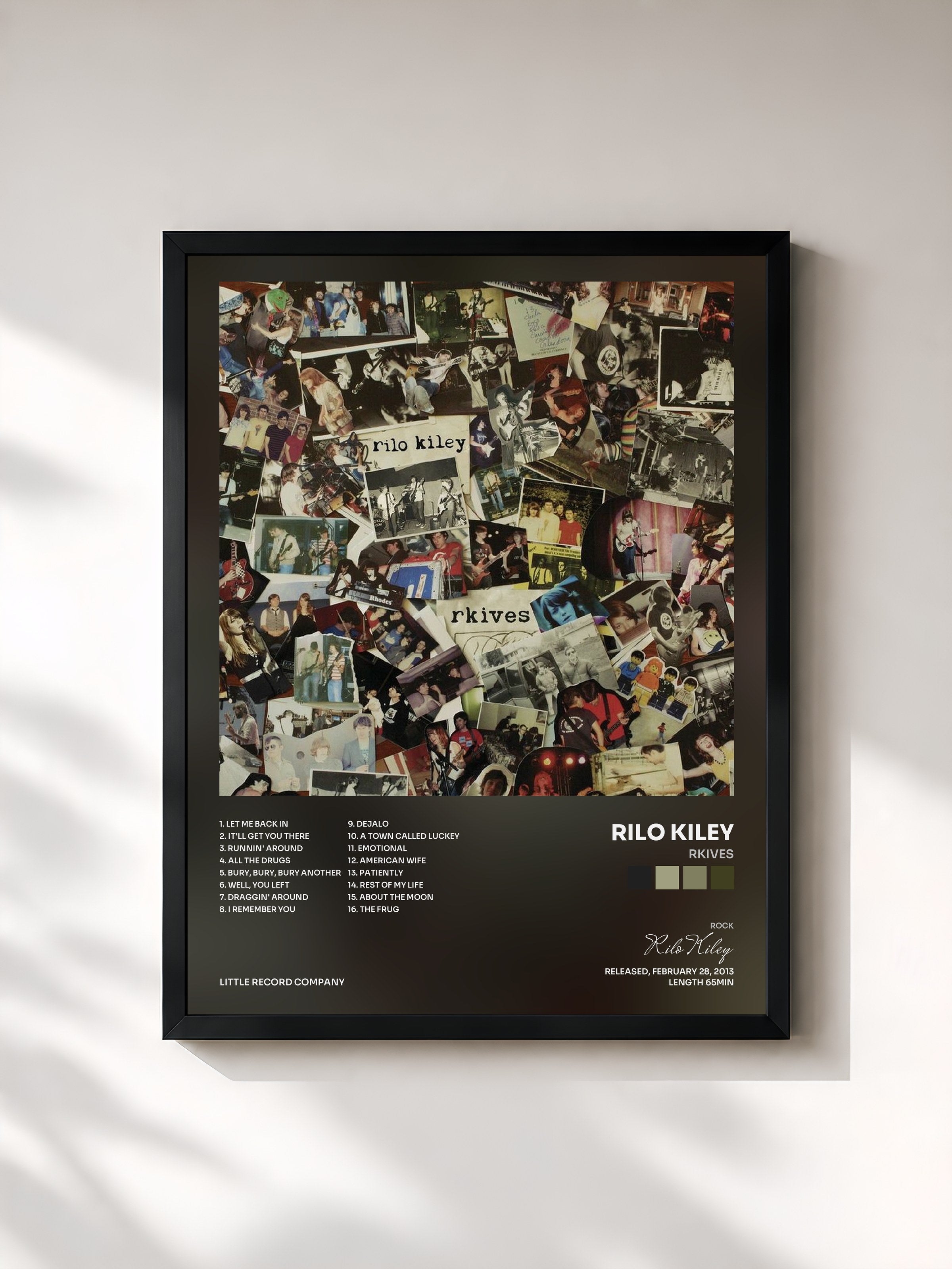 #noir Tableau de l'album rkives de Rilo Kiley, cadre noir, imprimé et encadré en France