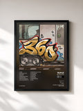 #noir Tableau de l'album 360 Mixtape de Rufuz, cadre noir, imprimé et encadré en France