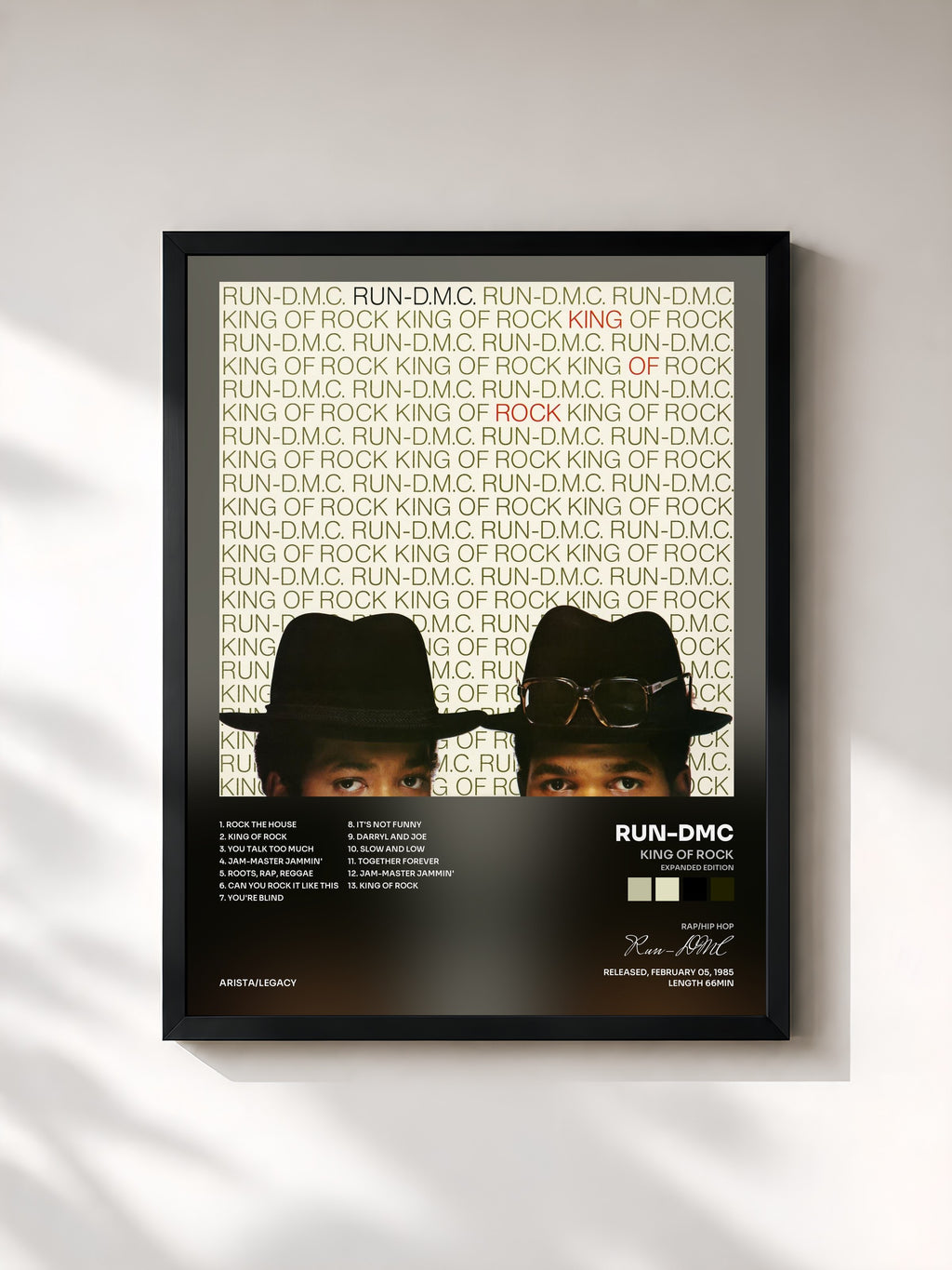 #noir Tableau de l'album King Of Rock (Expanded Edition) de Run-DMC, cadre noir, imprimé et encadré en France